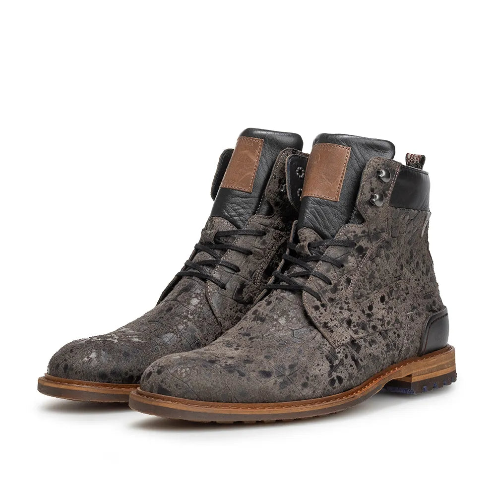 VAN BOMMEL SFM-80022-21-03 Crepi 05.21 Schnürstiefel Boots Reptilmuster DarkBrown