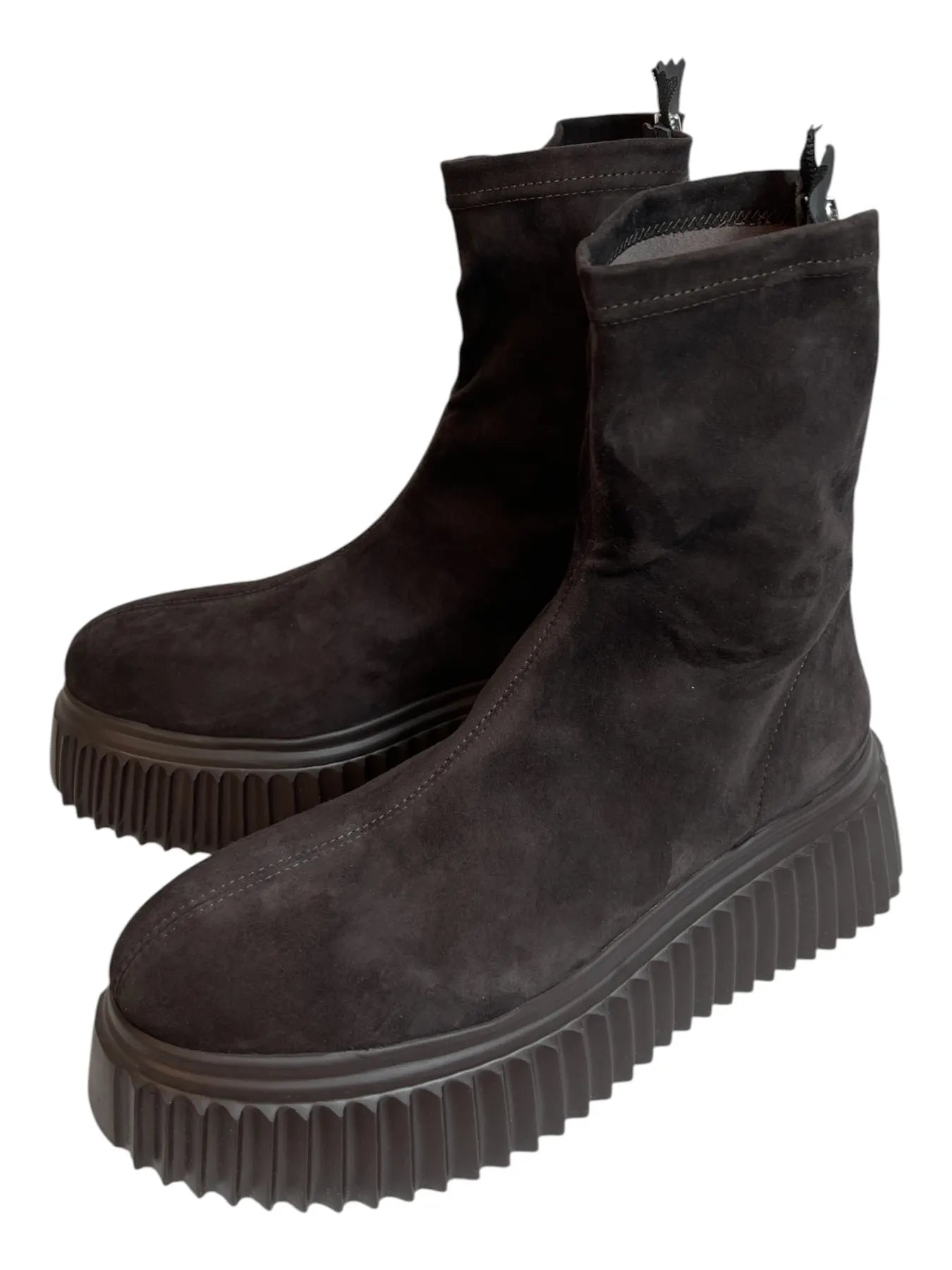 AGL D751570PGMOSS.0716 MIRABEL Suede Plateau-Boots mir Reißverschluss Moka