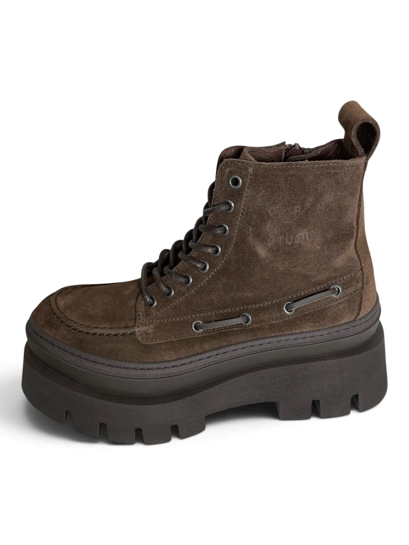 COPENHAGEN CPH697 SUEDE Hiker Boot Schnürboots Reißverschluss Chocolate