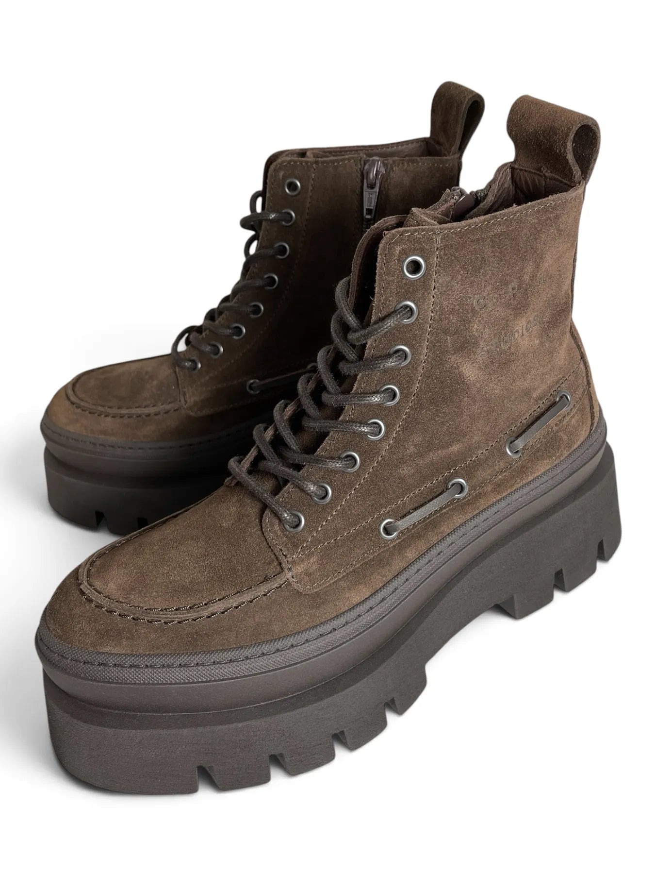 COPENHAGEN CPH697 SUEDE Hiker Boot Schnürboots Reißverschluss Chocolate