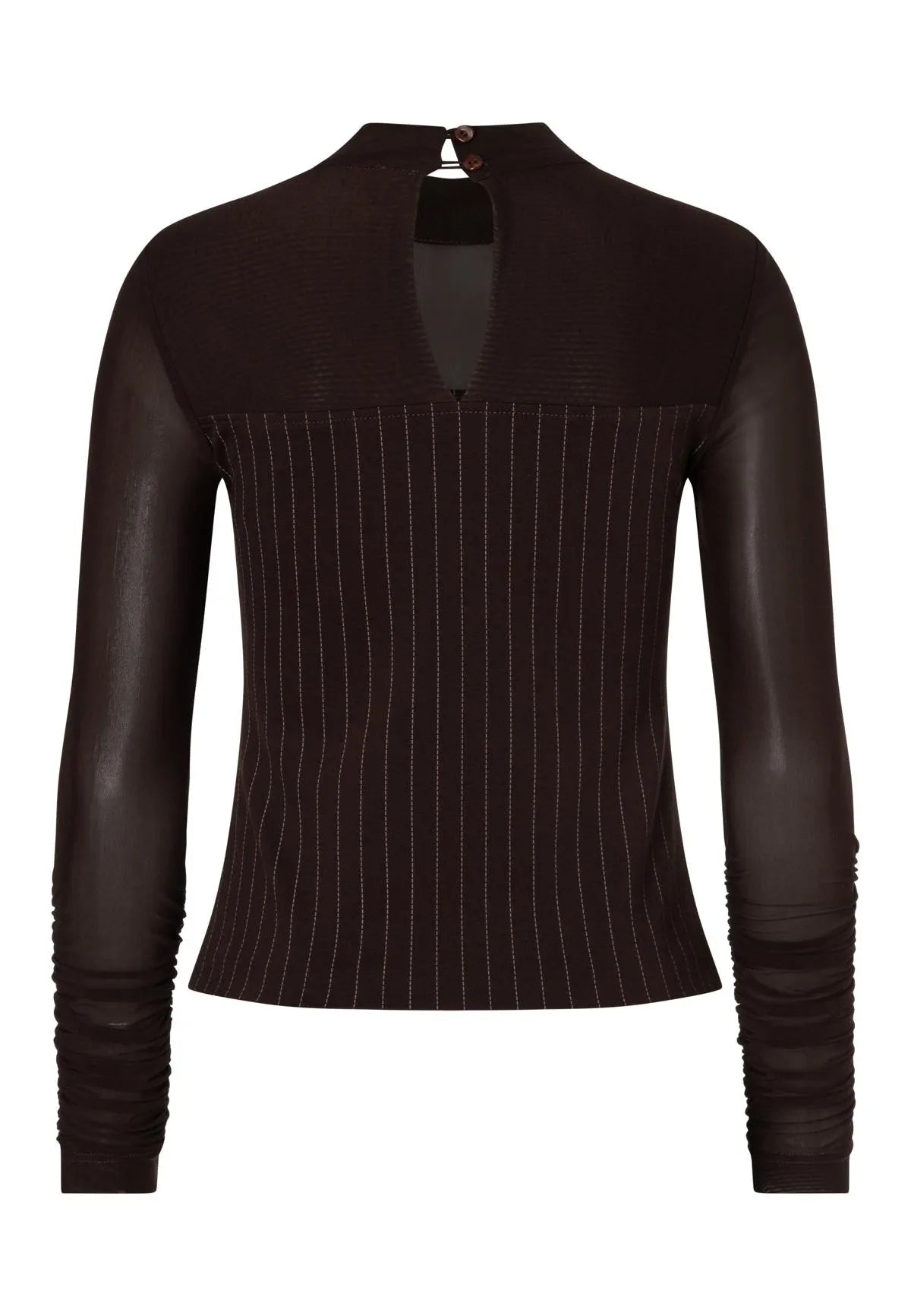 ANA ALCAZAR 082159-3906 Nadelstreifen Top Mesh Shirt Braun