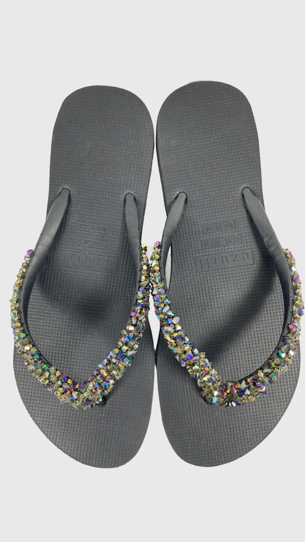 UZURII CLASSIC ABY DAMEN FLIP FLOPS BADE ZEHENTRENNER STRASSSTEINE BLACK