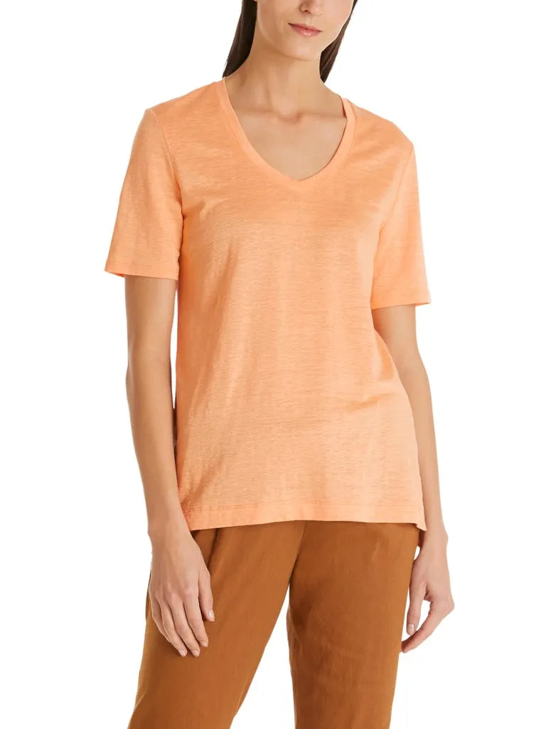 MARC CAIN SC 48.42 J54 Damen T-Shirt aus Leinen-Mix egg nog