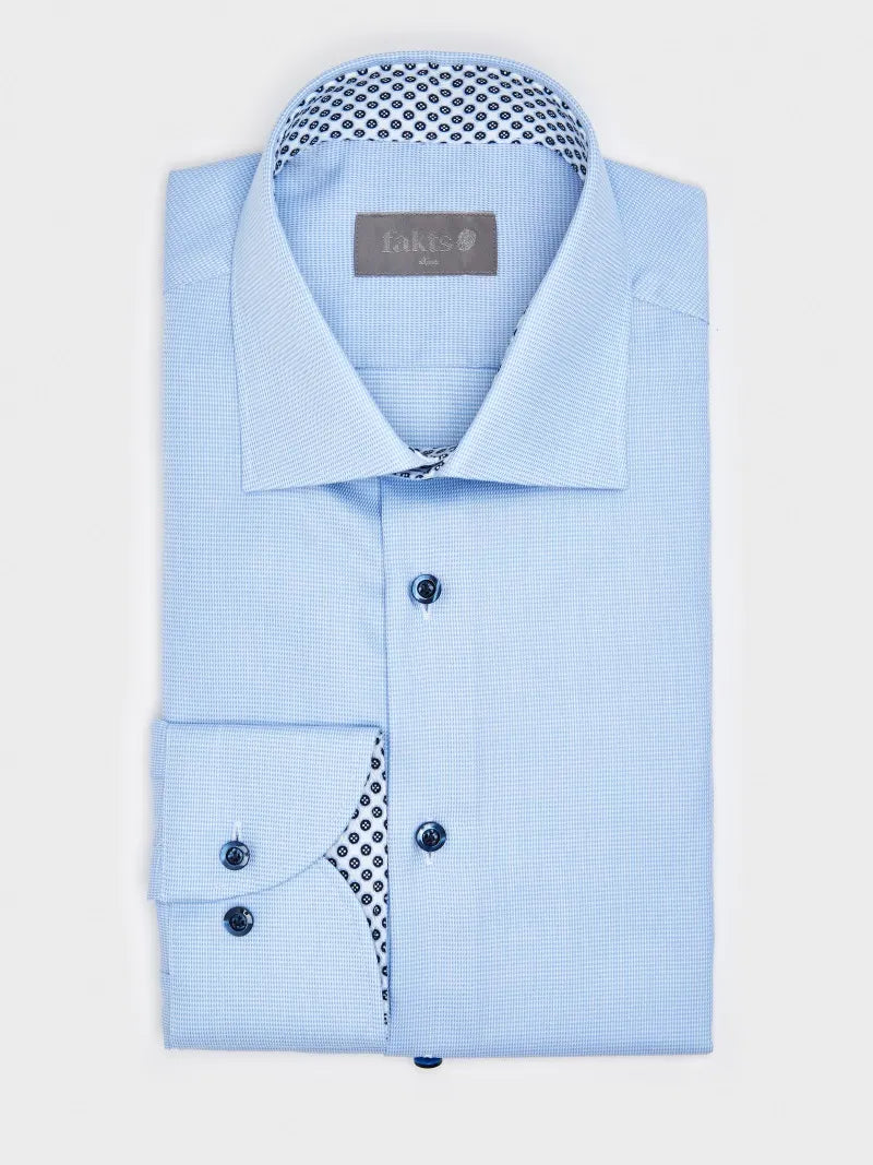 fakts 9004 Slim Fit Busy Herren Hemd Twill blue light faux uni 212