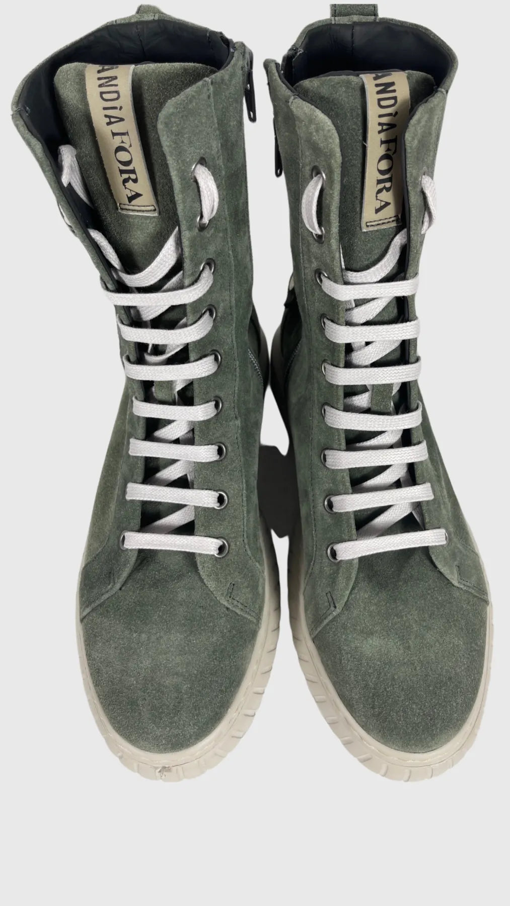 ANDIA FORA SEILOR UNI Damen Plateau-Boots Leder Suede Khaki Grün.