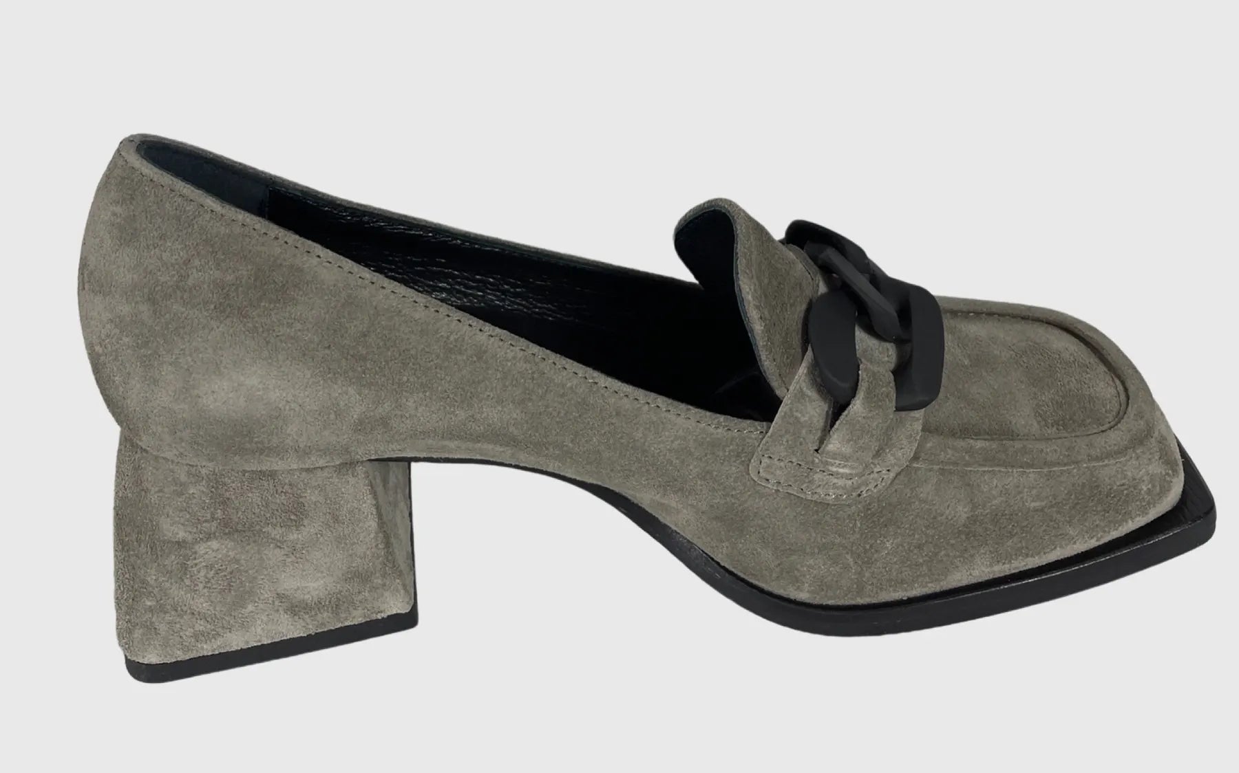 LAURA BELLARIVA 8191 686 VELOUR OSSIDO  Damen Slipper Pumps Blockabsatz Suede Leder Grau.