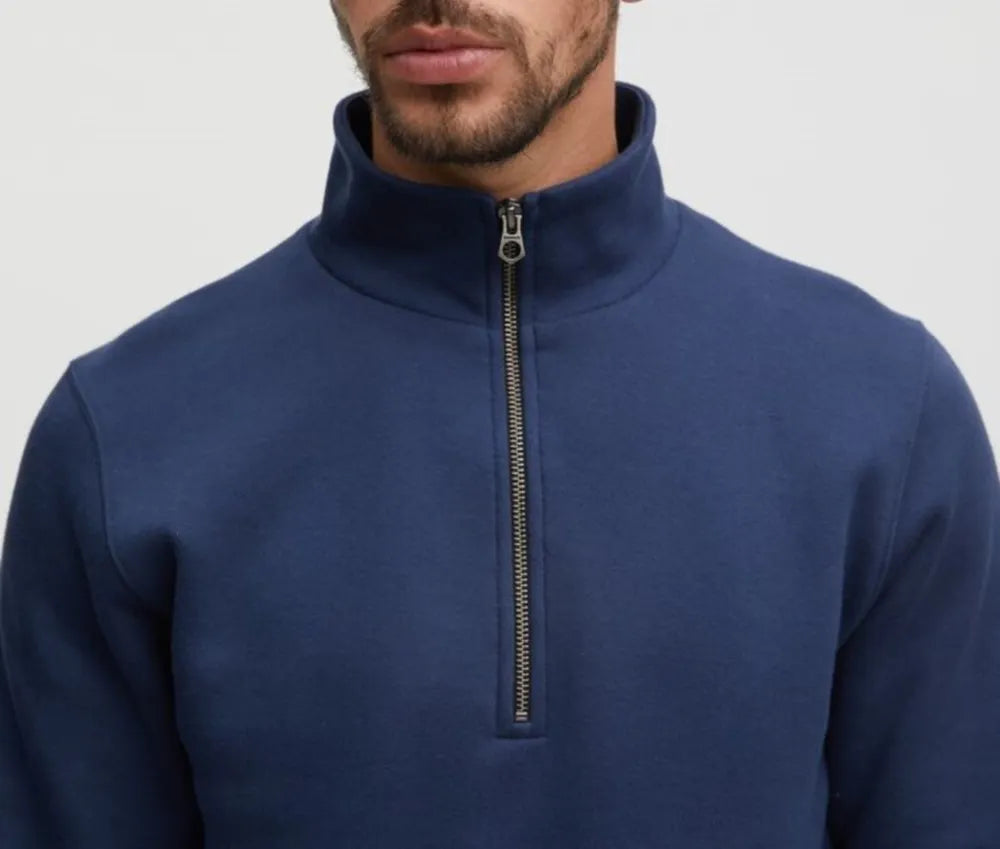 DENHAM 01-22-10-60-091 LOGAN HALF ZIP SWEAT SS Herren Troyer Pullover Sweatshirt BLUE FOG