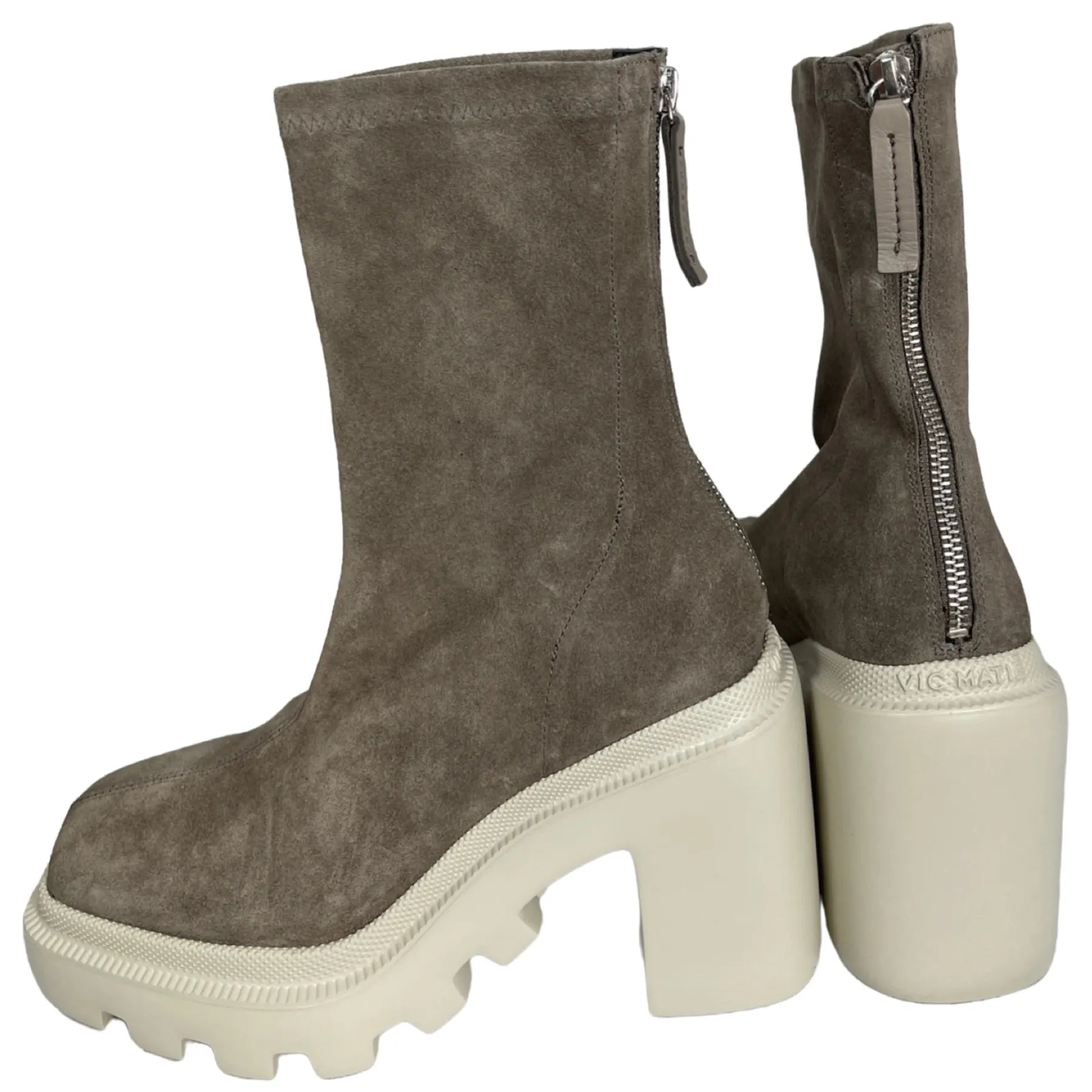 VIC MATIE  5002 VELOURSTR 305 DOVE_GREY Plateaustiefelette Blockabsatz Stretchleder Beige