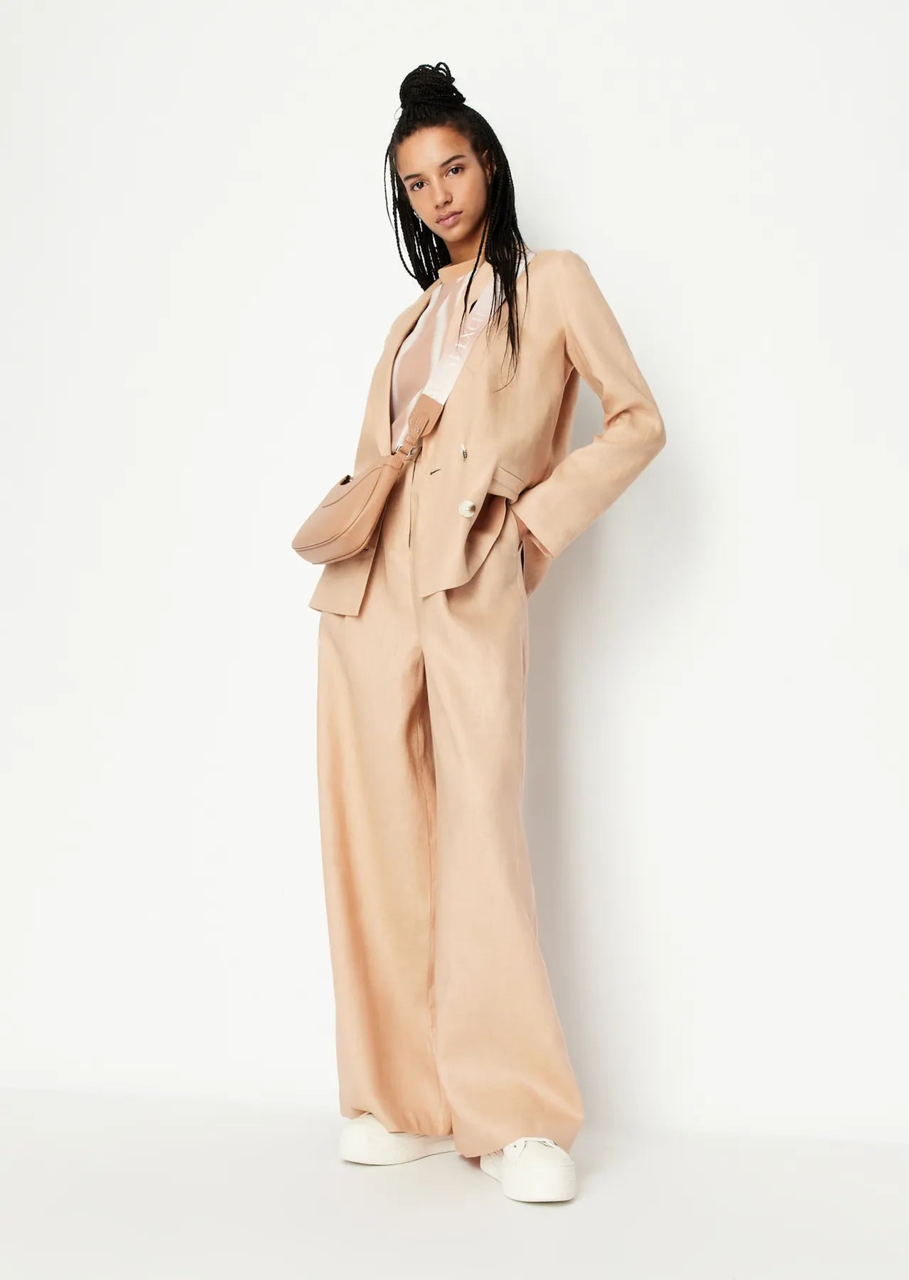 ARMANI  3RYH20 YN3LZ Damen Top Bluse ärmellos gestreift beige