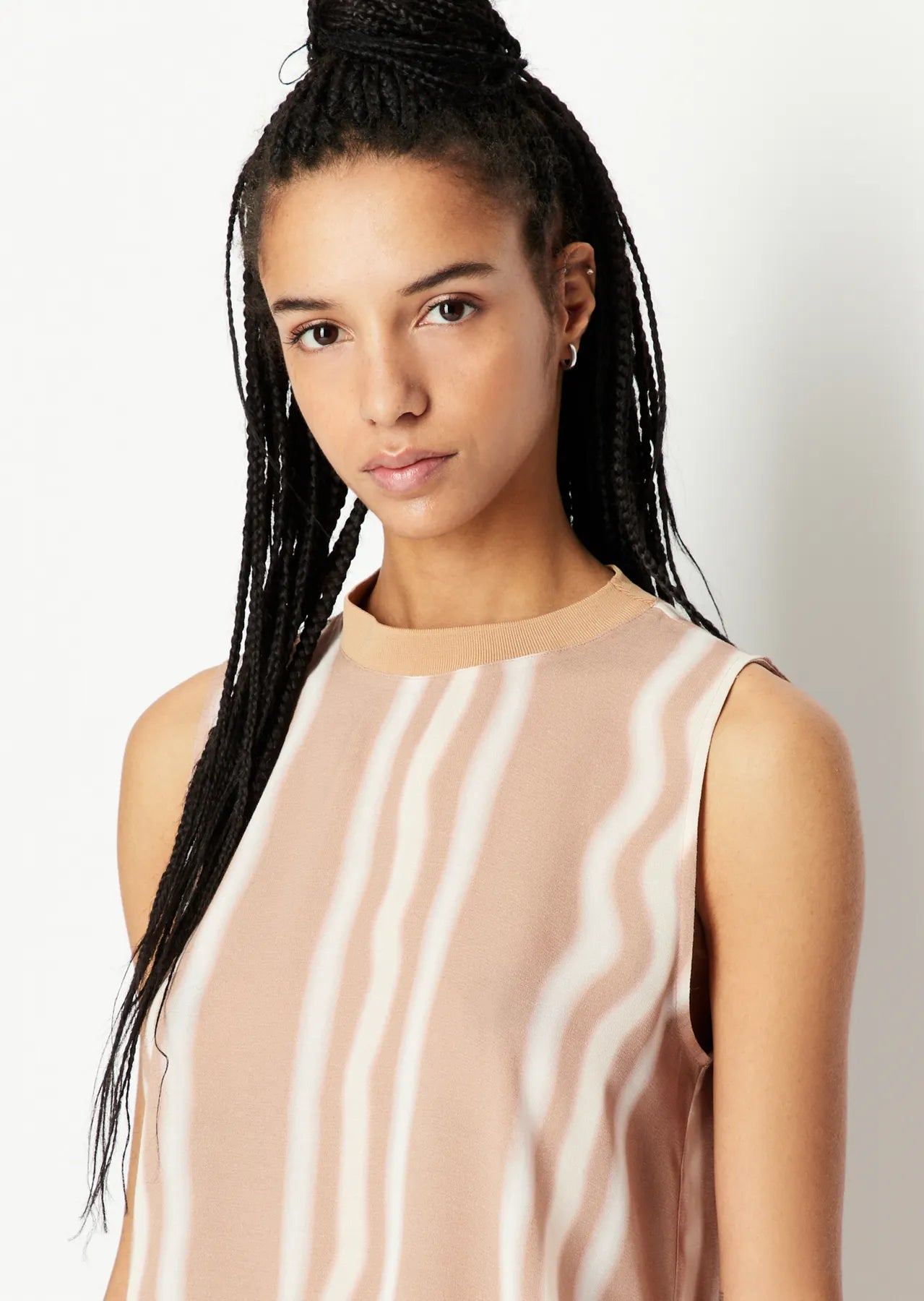 ARMANI  3RYH20 YN3LZ Damen Top Bluse ärmellos gestreift beige