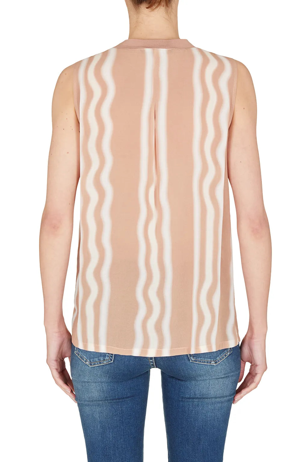 ARMANI  3RYH20 YN3LZ Damen Top Bluse ärmellos gestreift beige