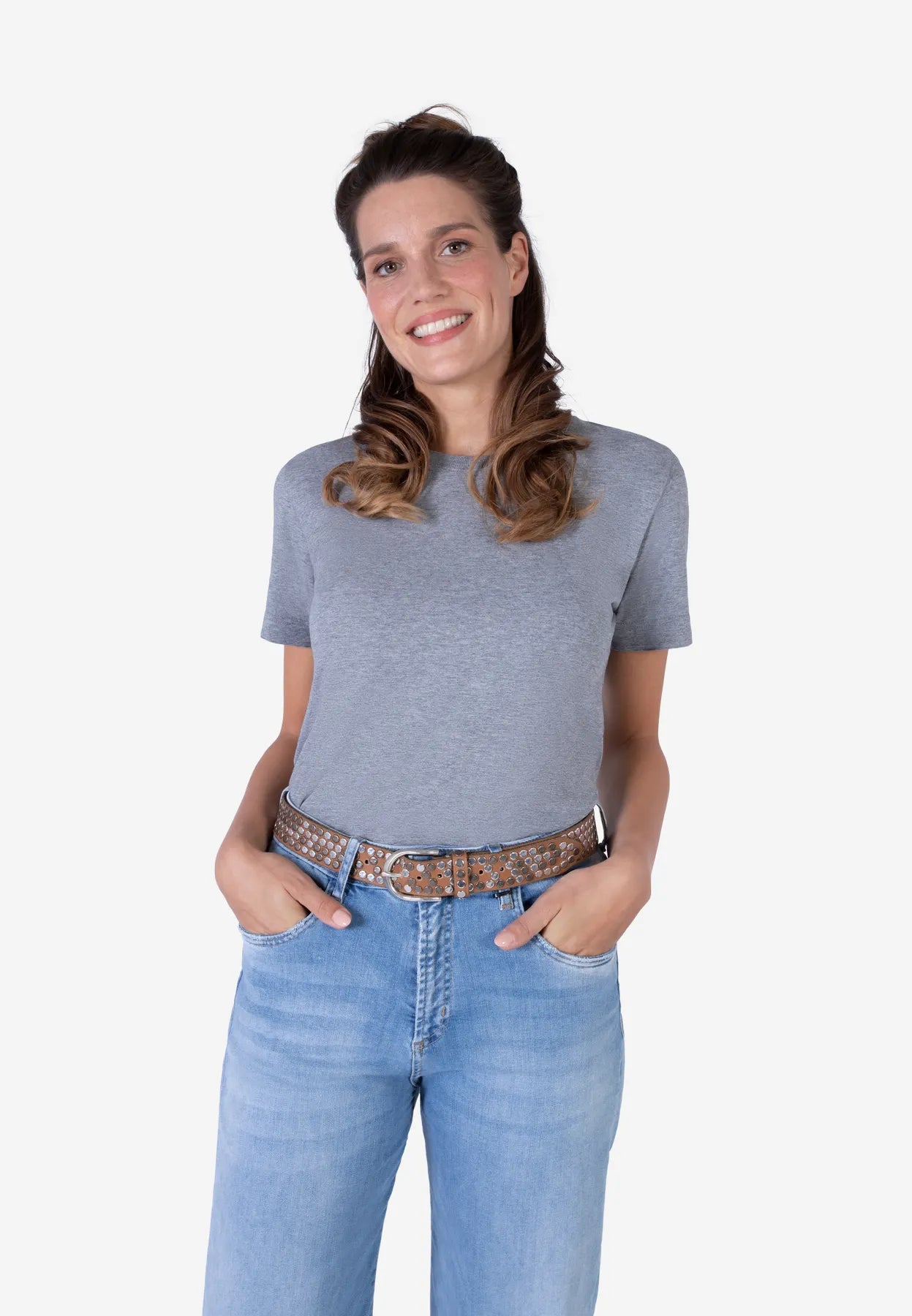 B.BELT BB0765L38 Liv Damen Leder Gürtel 35 mm Nieten