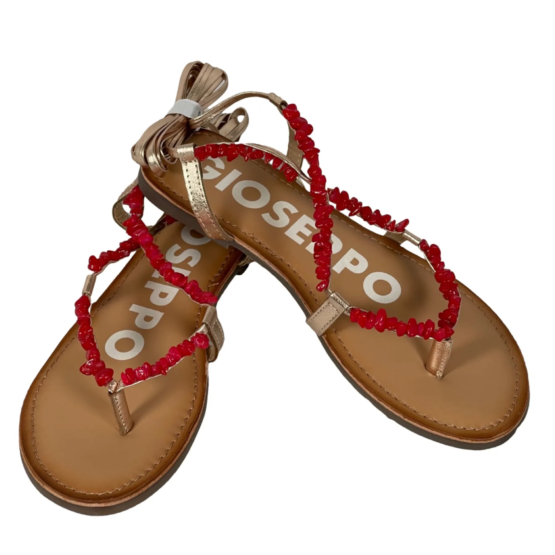 GIOSEPPO 66036 LISIEUX Damen Sandalette Zehentrenner Fesselriemen zum Binden Rot