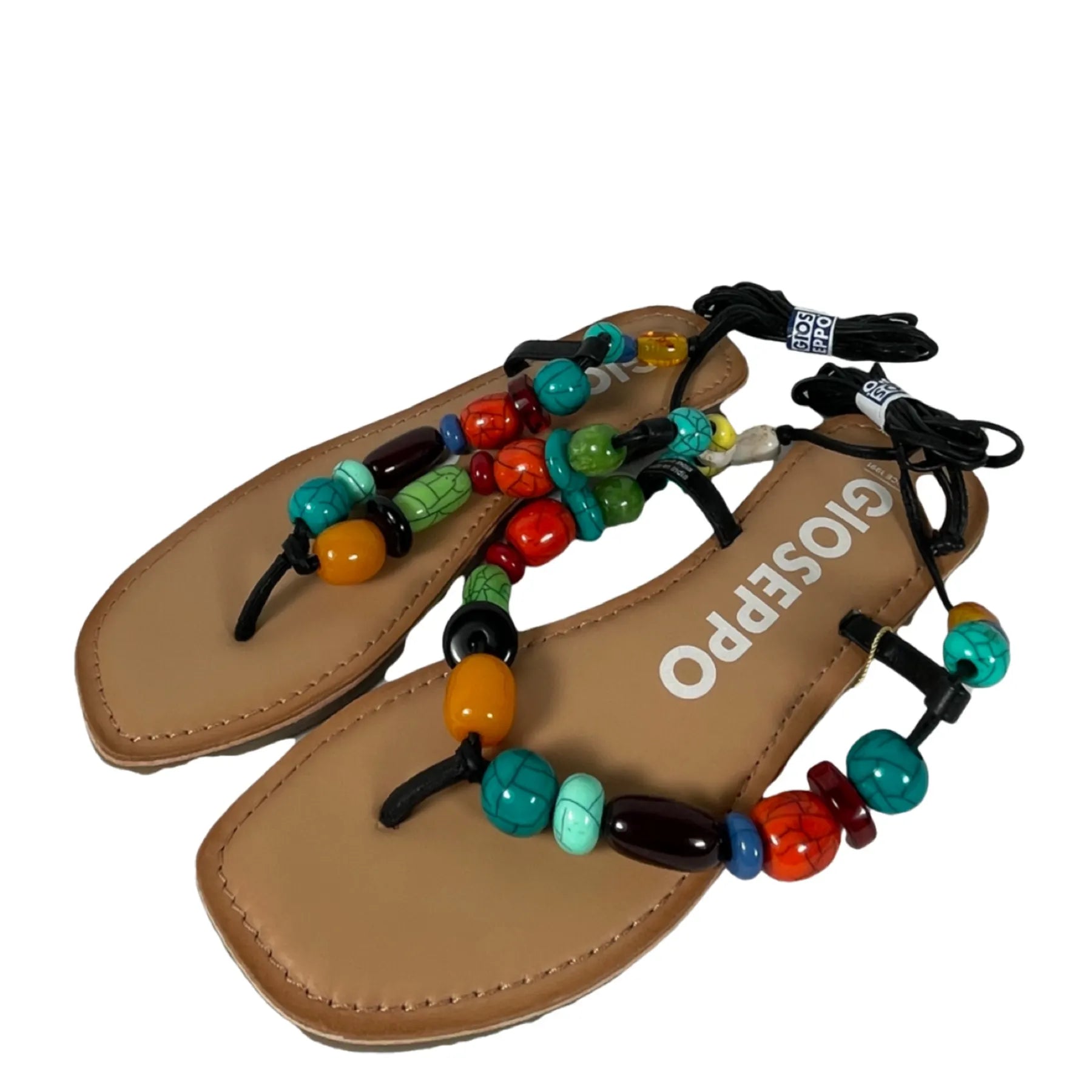 GIOSEPPO 69160 CHALLEX Damen Sandalette Zehentrenner Fesselriemen zum Binden multicolor