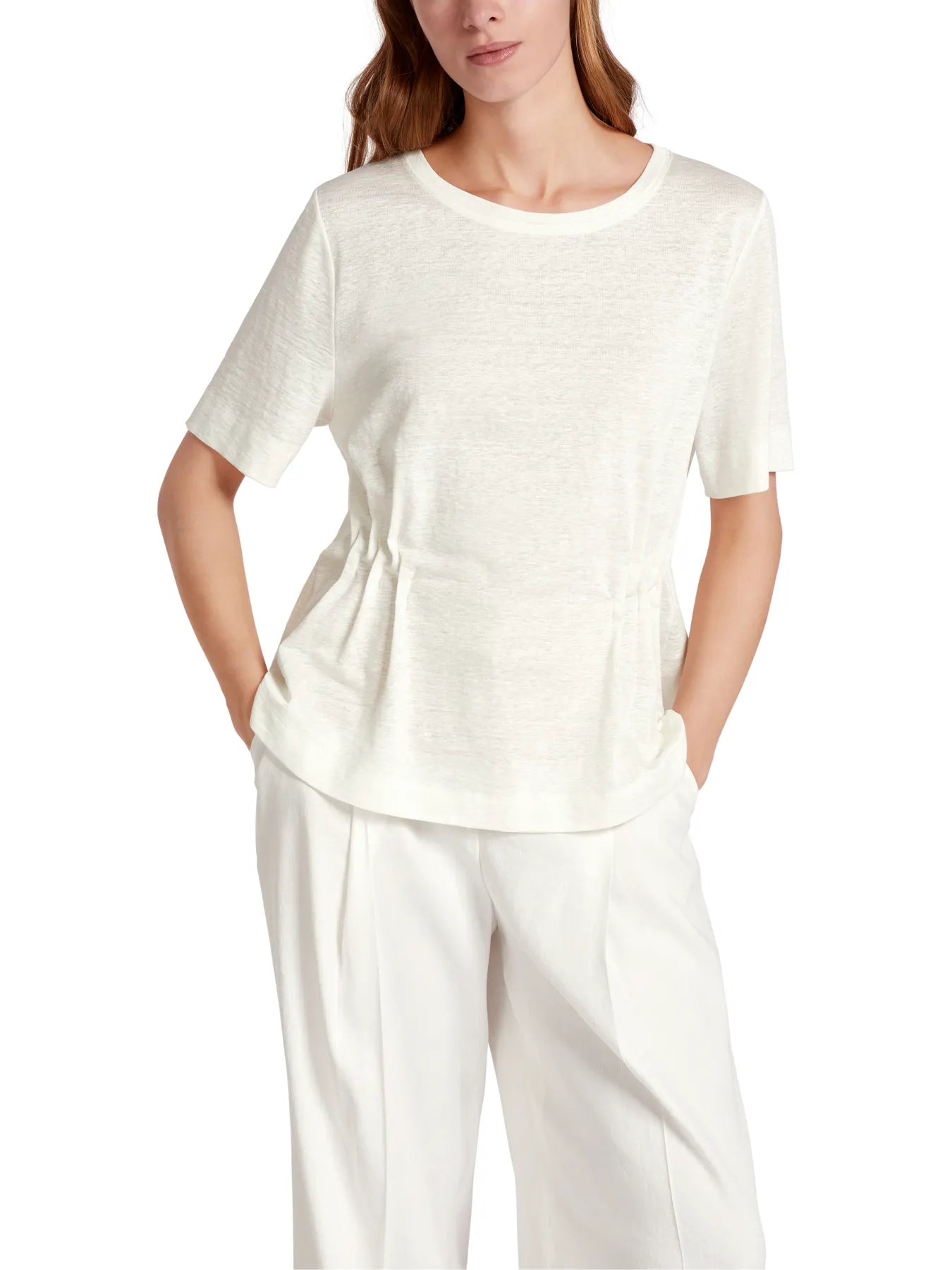 MARC CAIN UC 48.31 J54 Tailliertes T-Shirt aus Leinen