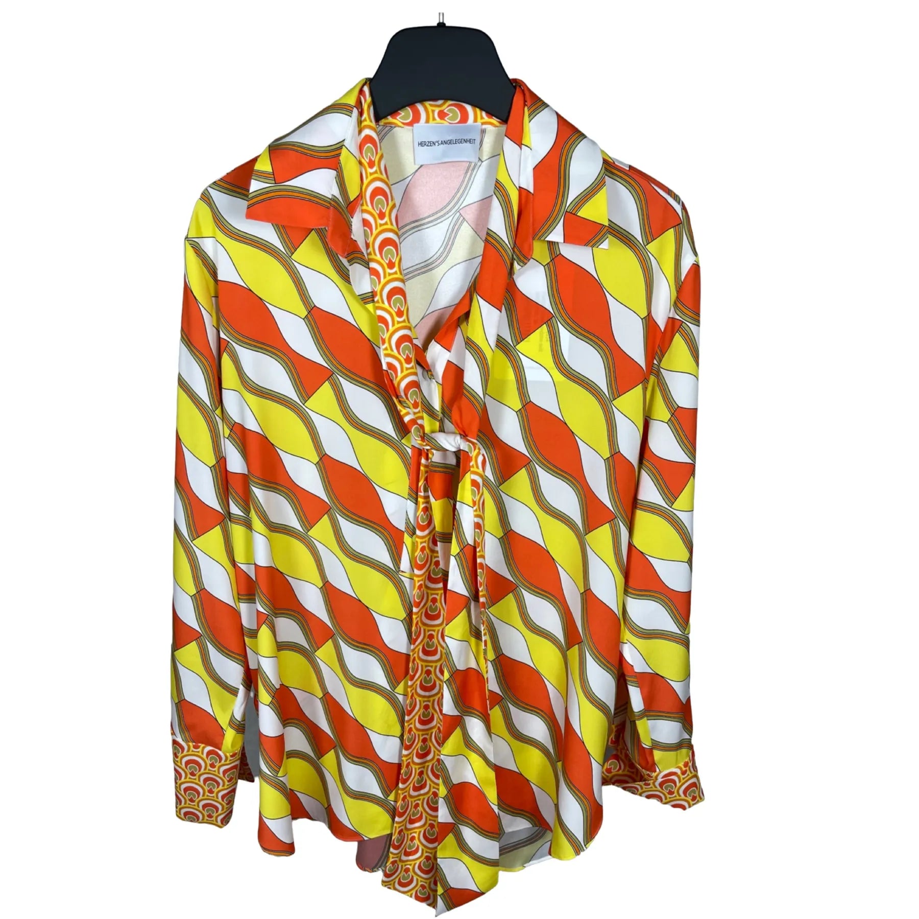 HERZENSANGELEGENHEIT 25231-6054 Damen Seidenbluse Stretch mandarino multi Gelb/Orange