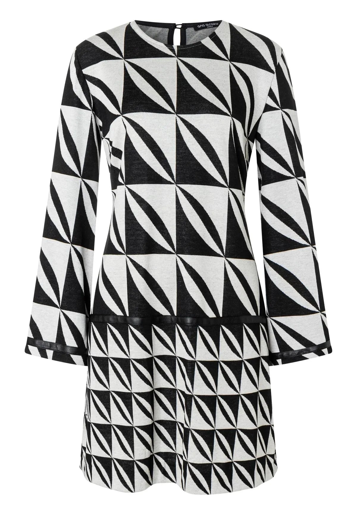 ANA ALCAZAR 040263-3438 dress leather ribben Damen Kleid mit geometrischem muster original black