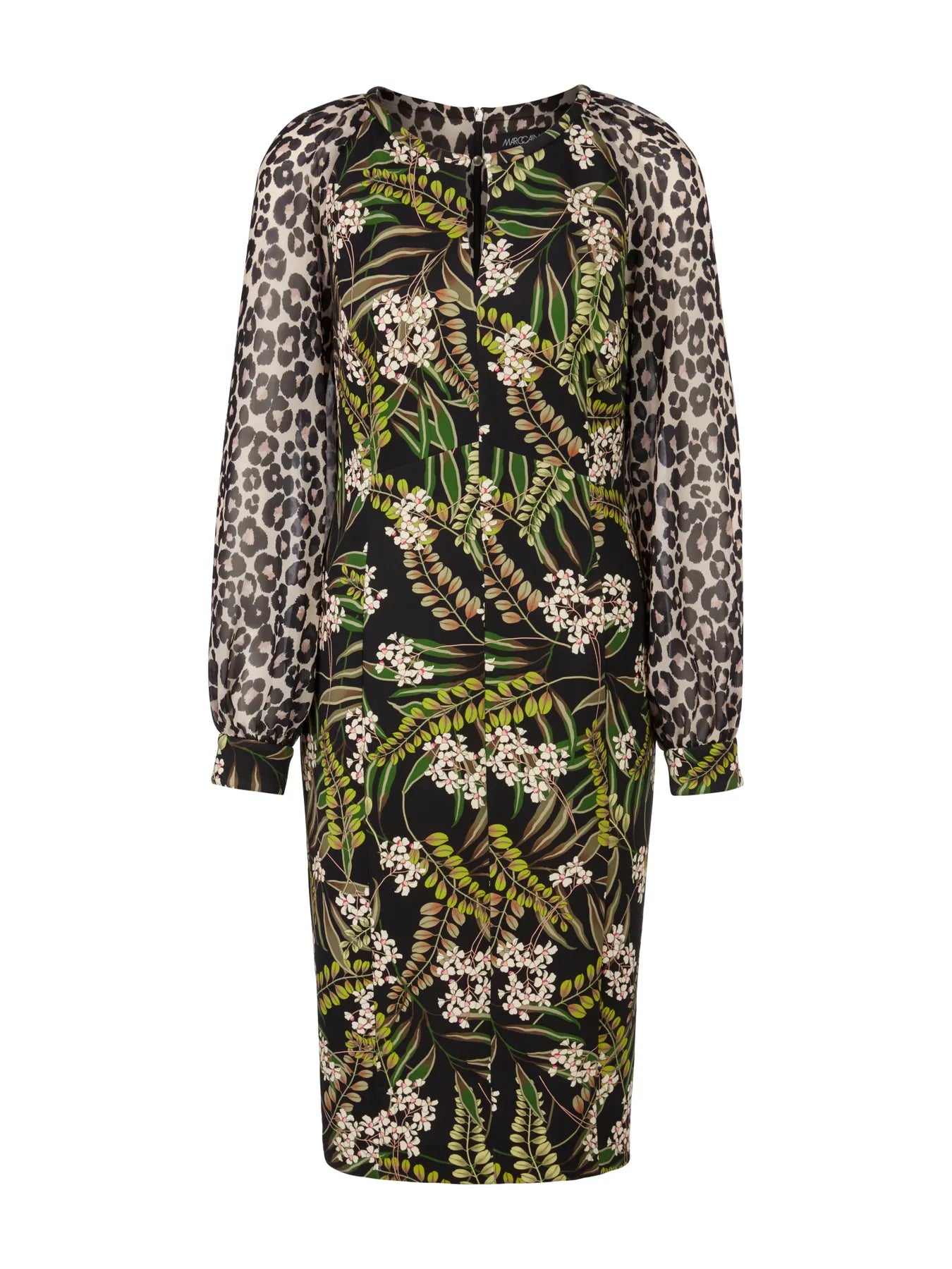 MARC CAIN VC 21.48 J37 Körpernahes Kleid florale Muster Schwarz