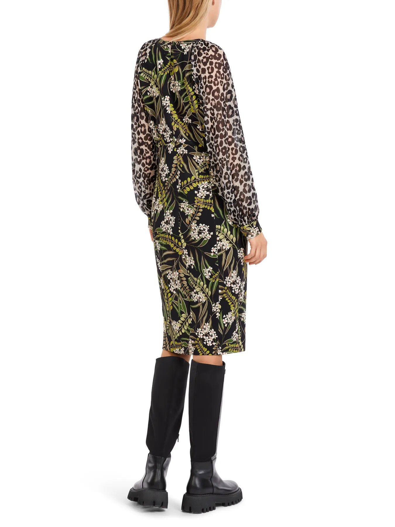 MARC CAIN VC 21.48 J37 Körpernahes Kleid florale Muster Schwarz