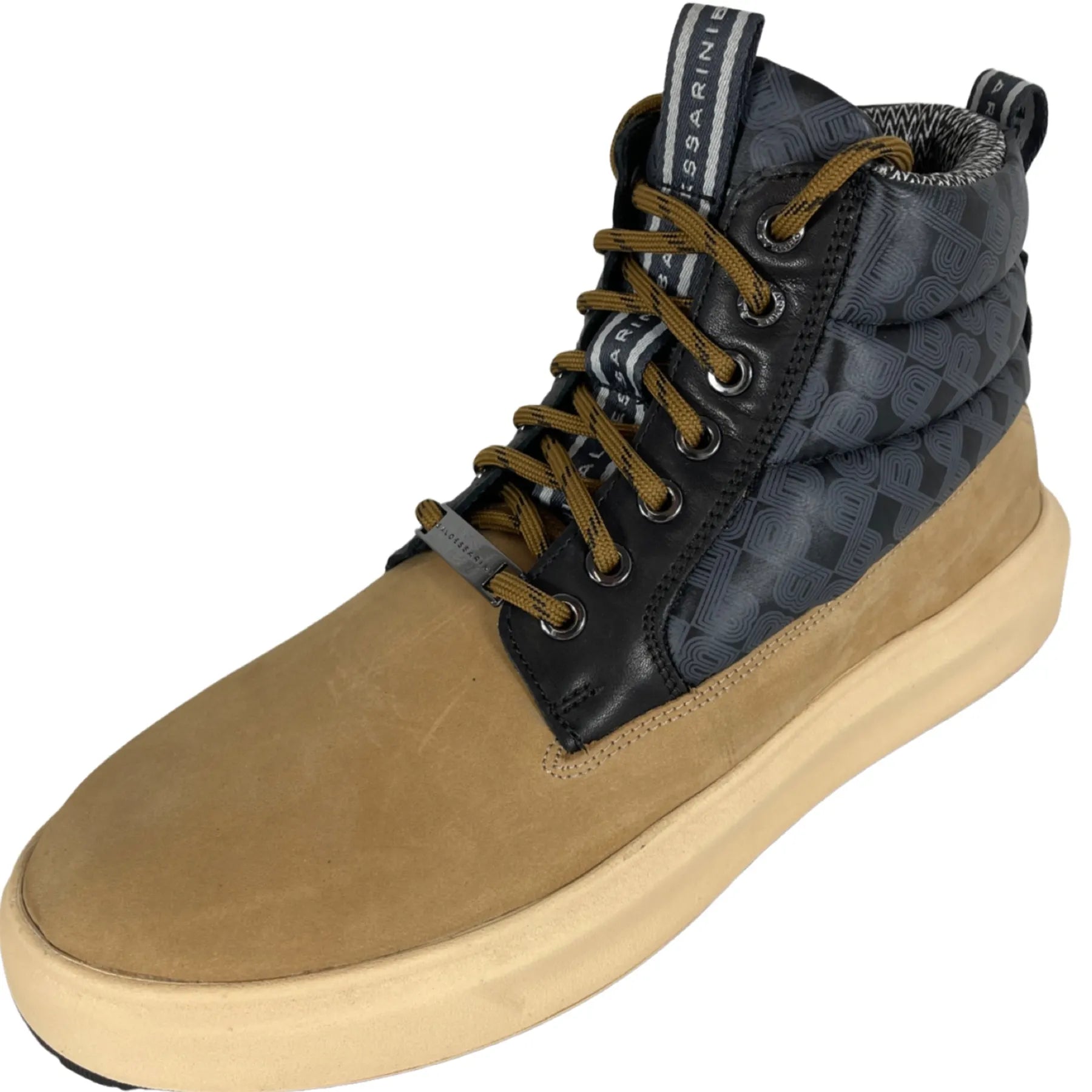 BALDESSARINI 625266 JACK NUBUCK/NYLON Herren High Top Sneaker mit Steppnähten Beige
