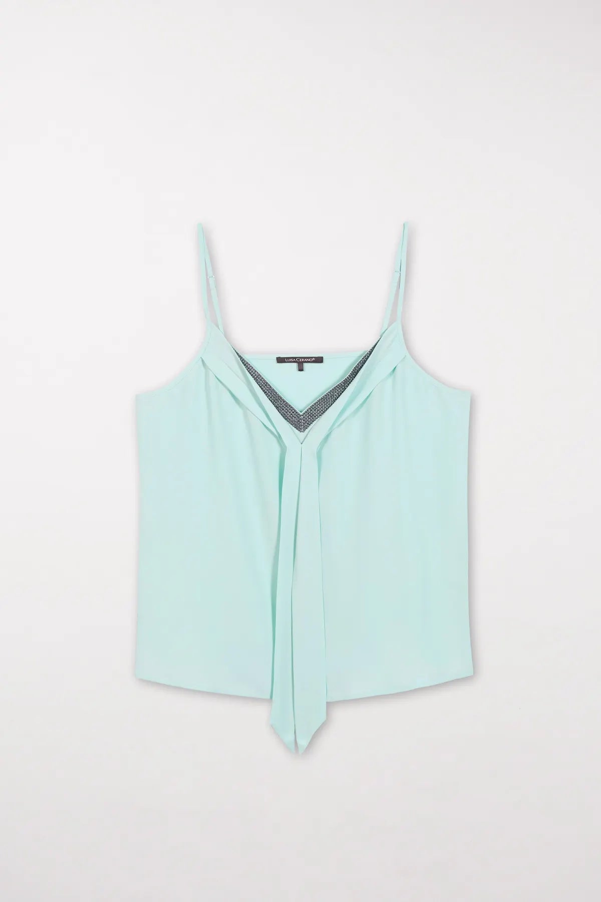 LUISA CERANO 398111/2179-0 Camisole-Spaghetti-Top aus Seiden-Mix mineral aqua