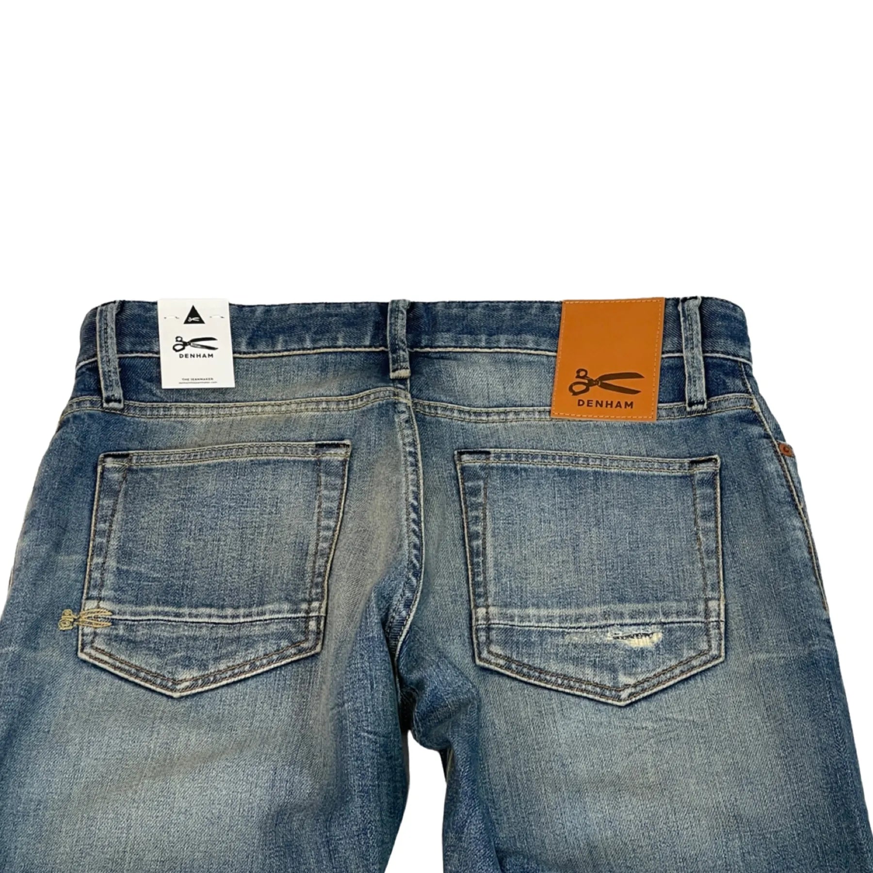DENHAM 01-23-10-11-047 GRADE 15YA HERREN JEANS MIT KNOPFLEISTE DESTROYED STRAIGHT FIT DARK BLUE