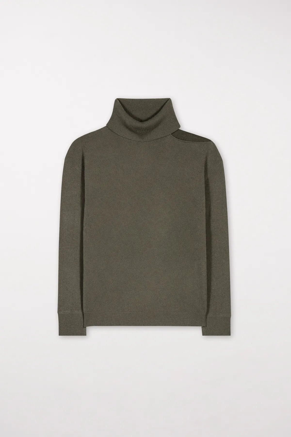 LUISA CERANO 188341/5871-0  Cut-Out-Pulli aus Kaschmir-Mix greyish khaki