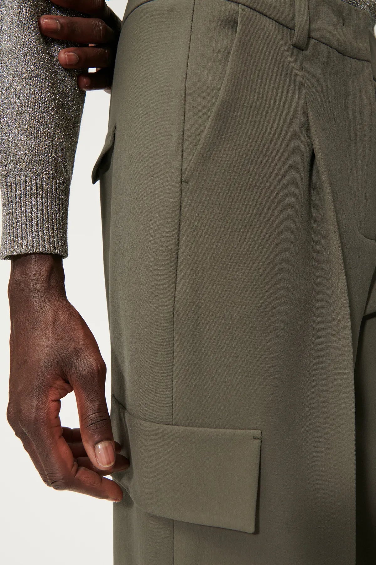 LUISA CERANO 688602/3310-0 Cargo-Pants mit Bundfalte greyish khaki