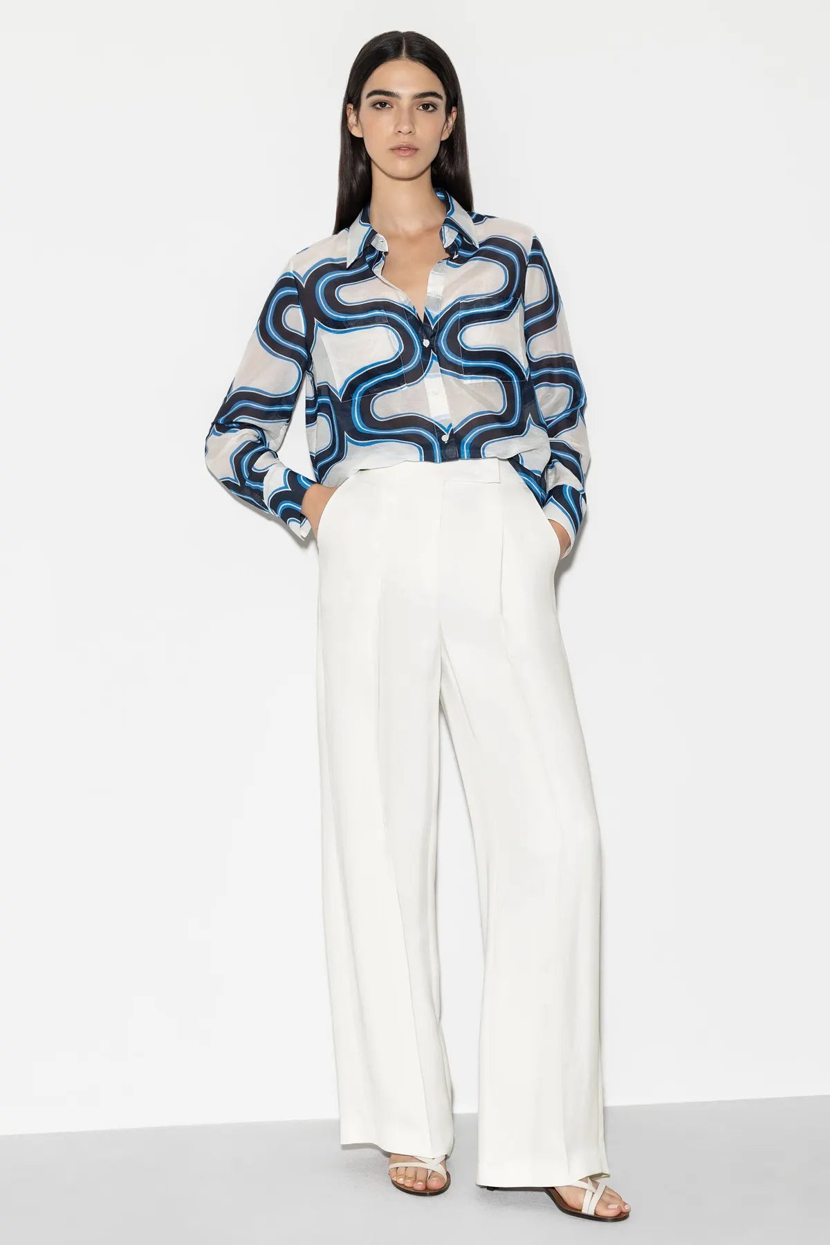 LUISA CERANO 698631/3595-0 Gabardine-Wideleg-Pants Damen Hose weiß