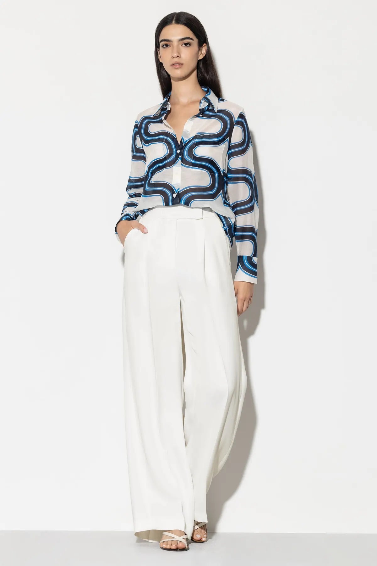 LUISA CERANO 698631/3595-0 Gabardine-Wideleg-Pants Damen Hose weiß