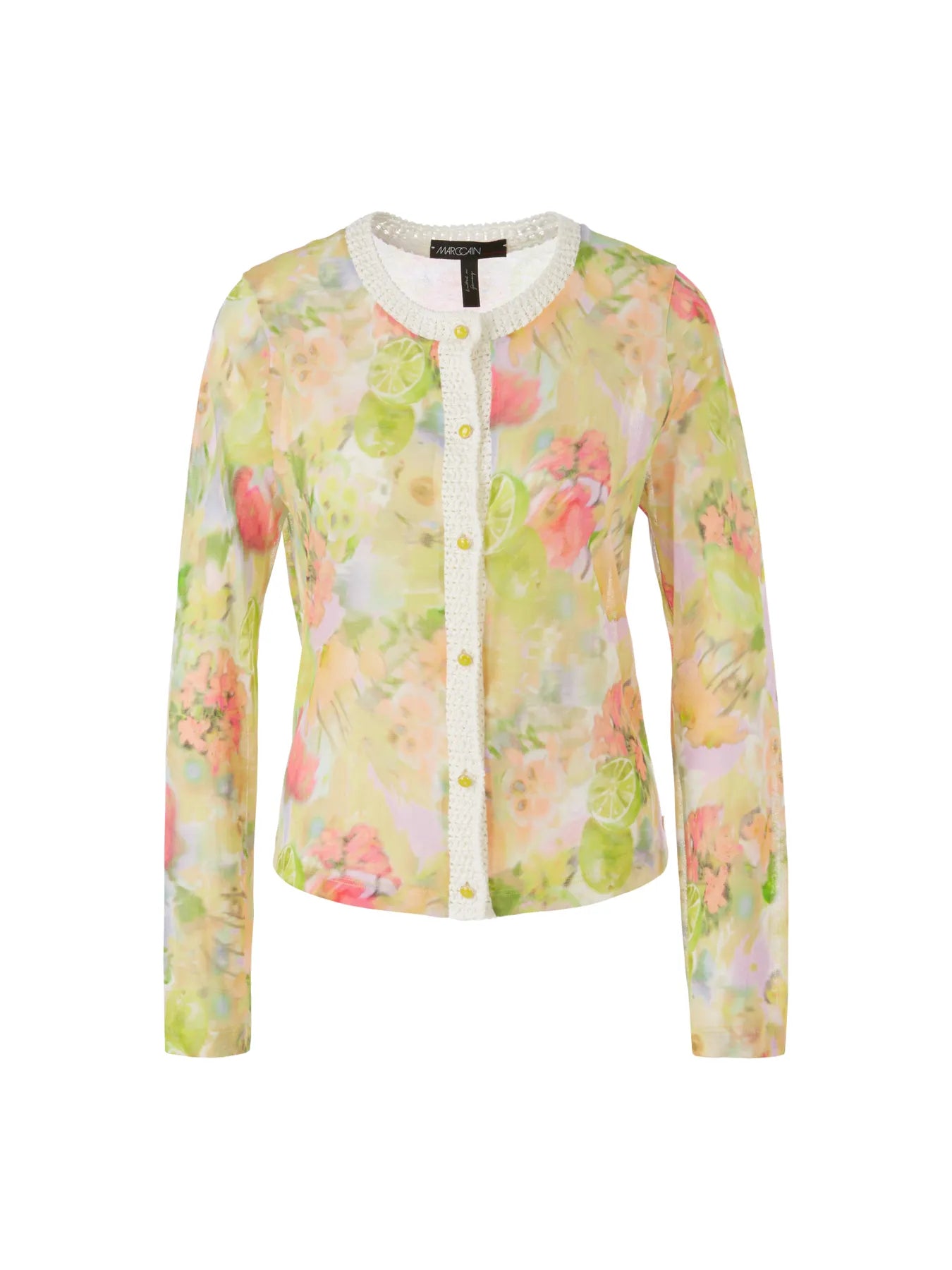 MARC CAIN WC 39.16 M34 Cardigan Blumen-Muster Gelb