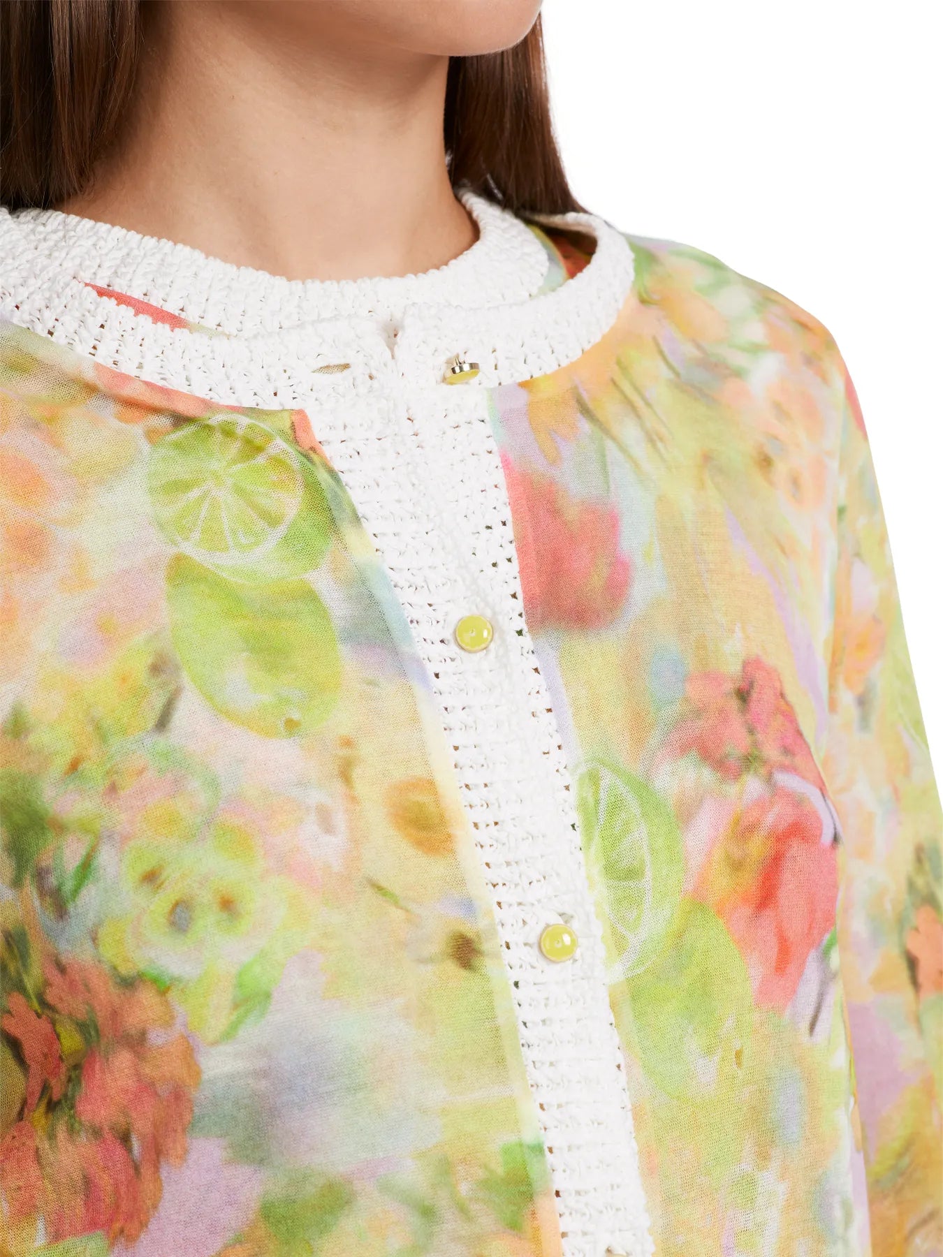 MARC CAIN WC 39.16 M34 Cardigan Blumen-Muster Gelb