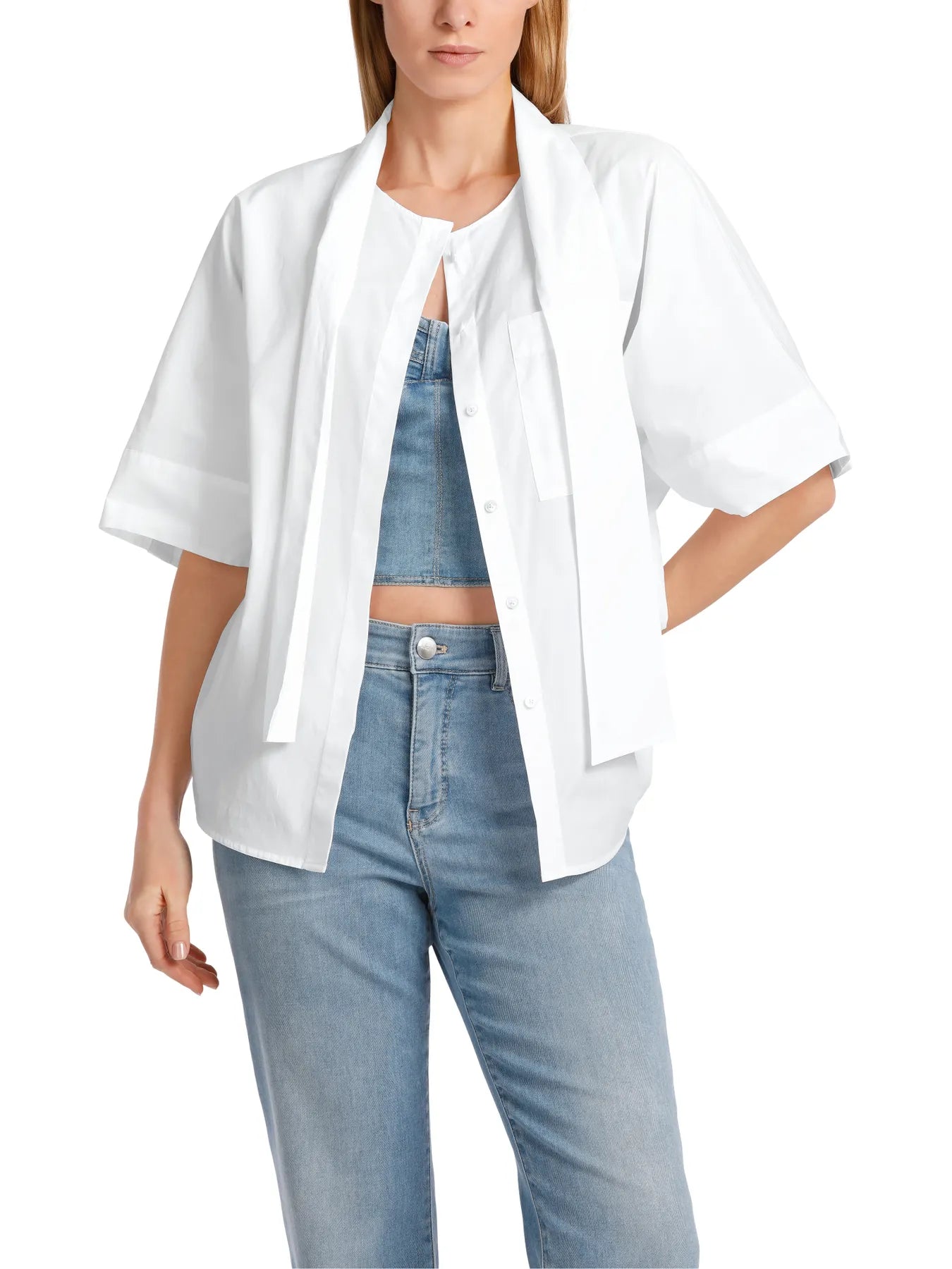MARC CAIN WC 51.37 W91 Schluppenbluse mit Kimono-Ärmel weiß