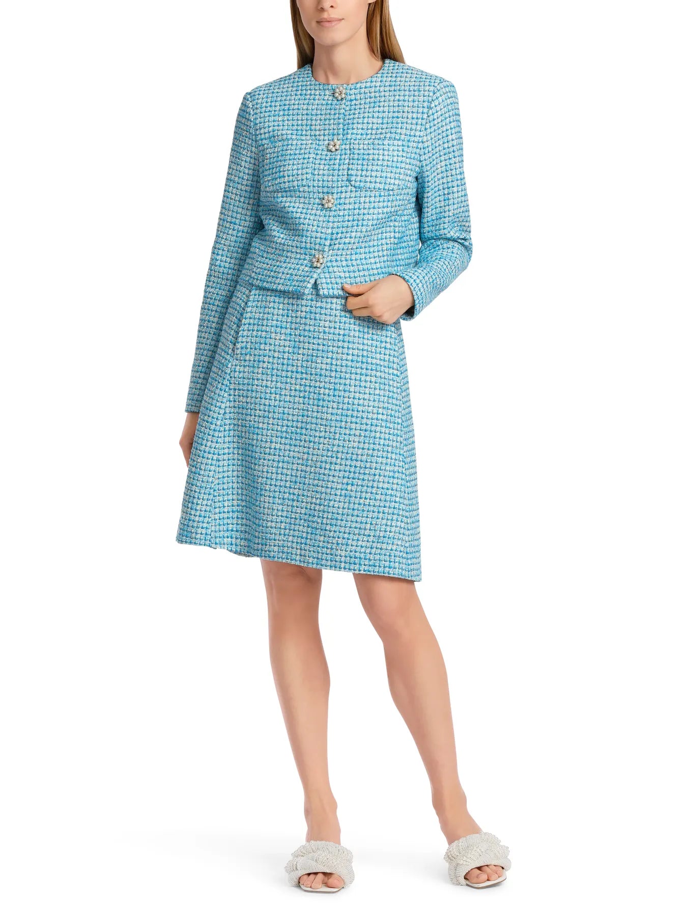MARC CAIN WC 31.22 W88 Jacke Blazer mit Perlenknöpfen hellblau