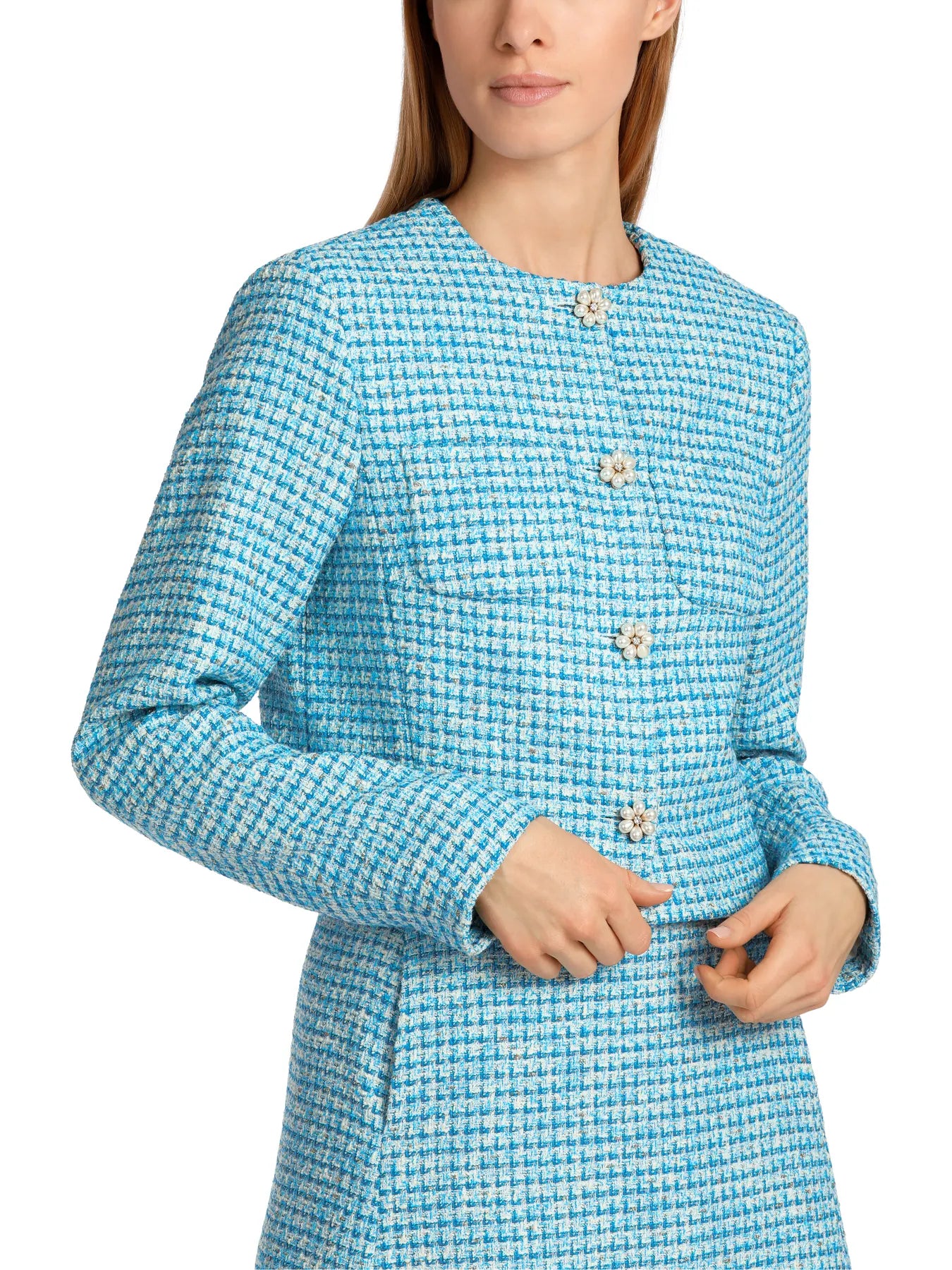 MARC CAIN WC 31.22 W88 Jacke Blazer mit Perlenknöpfen hellblau