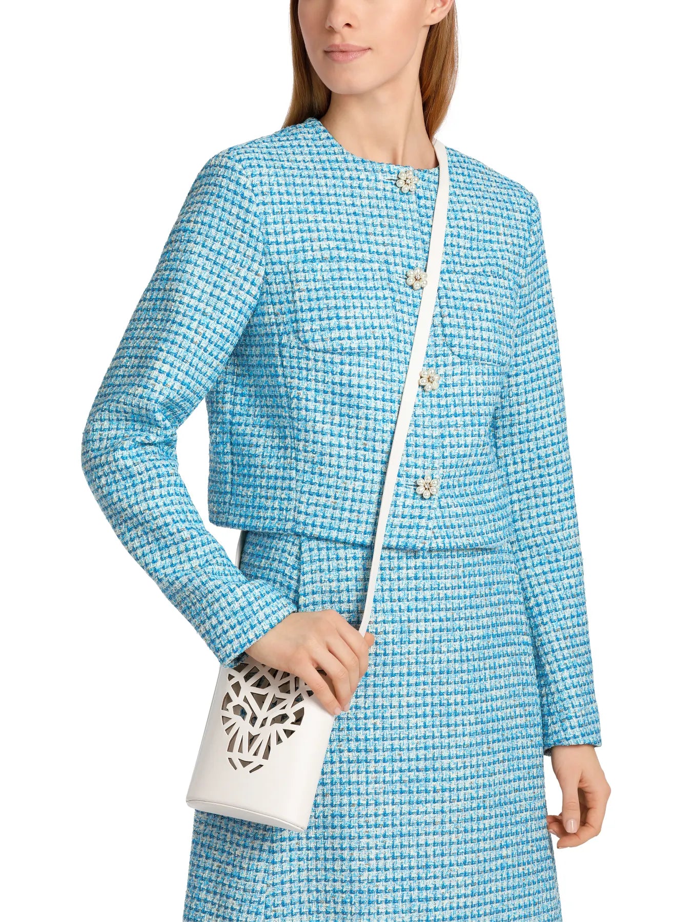 MARC CAIN WC 31.22 W88 Jacke Blazer mit Perlenknöpfen hellblau