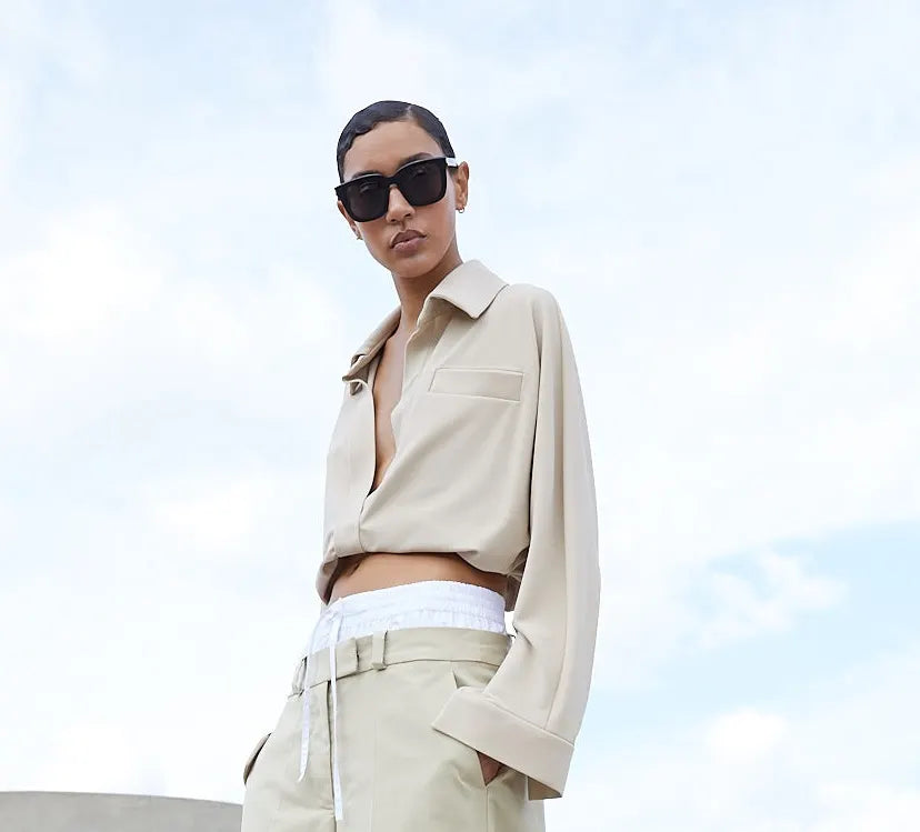 ULI SCHNEIDER 16-1031044 Cropped-Hemdbluse  Gleam Beige.