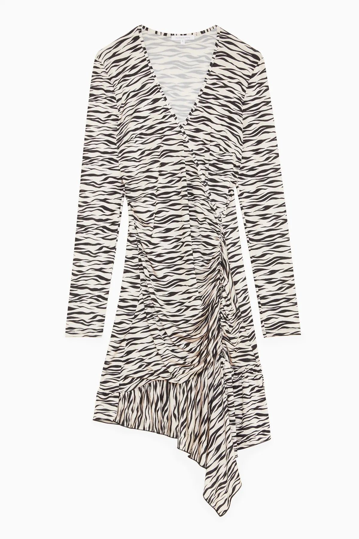 PATRIZIA PEPE 8A1241 J187 Kleid in Wickeloptik mit Volants Stretch Zebramuster