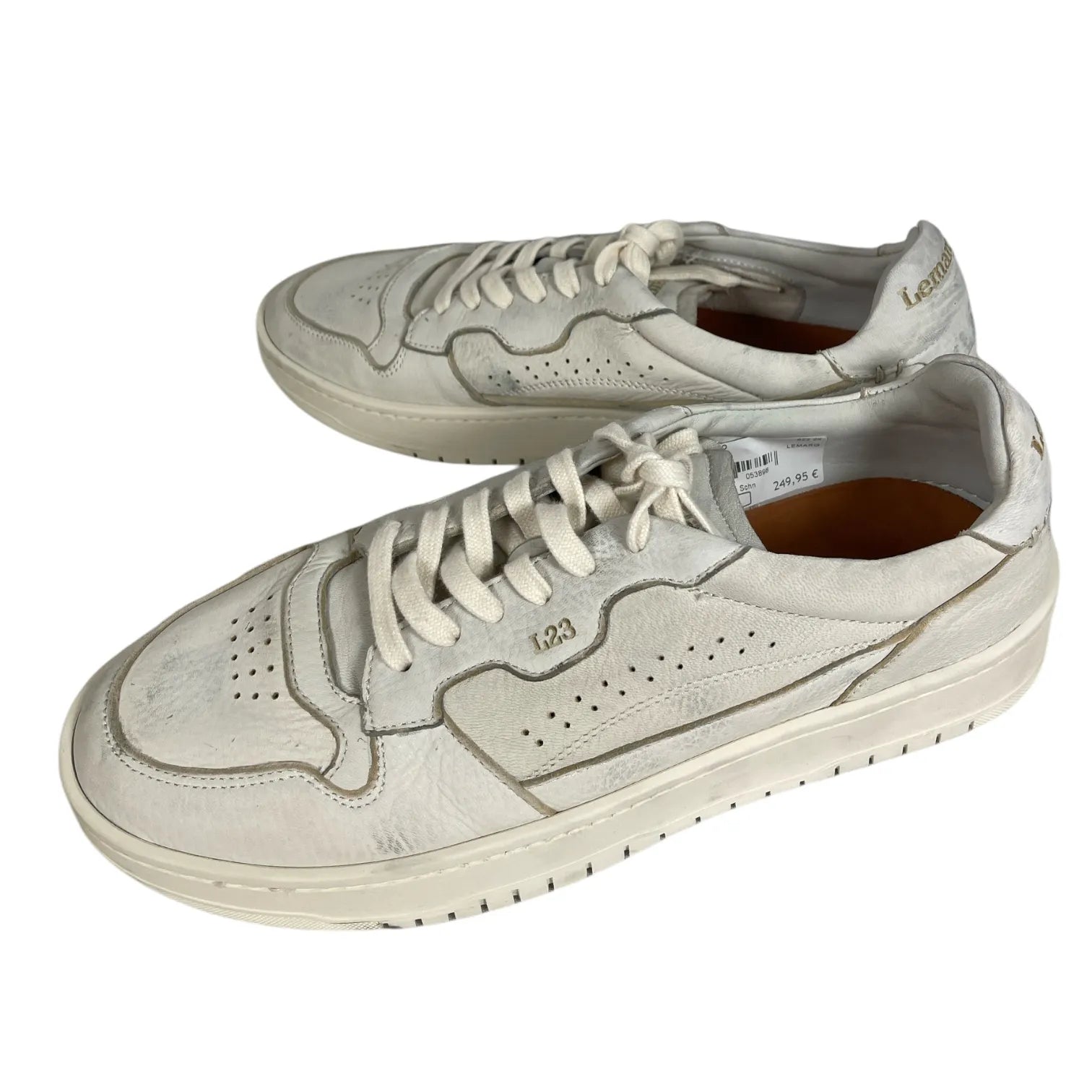 LEMARGO HB01A CERVO HERREN SNEAKER IN STONE-WASHED OPTIK LEDER WEISS.
