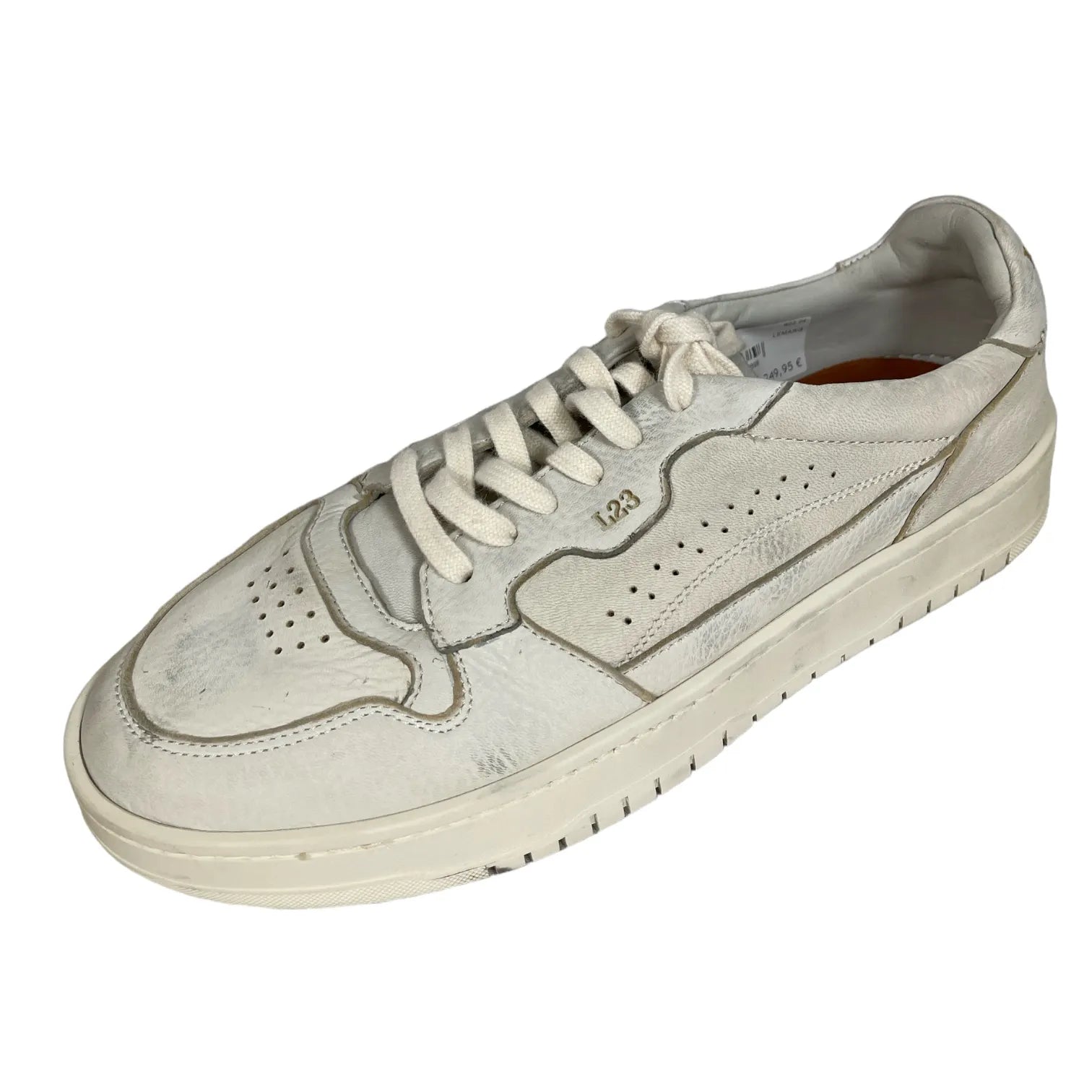 LEMARGO HB01A CERVO HERREN SNEAKER IN STONE-WASHED OPTIK LEDER WEISS.