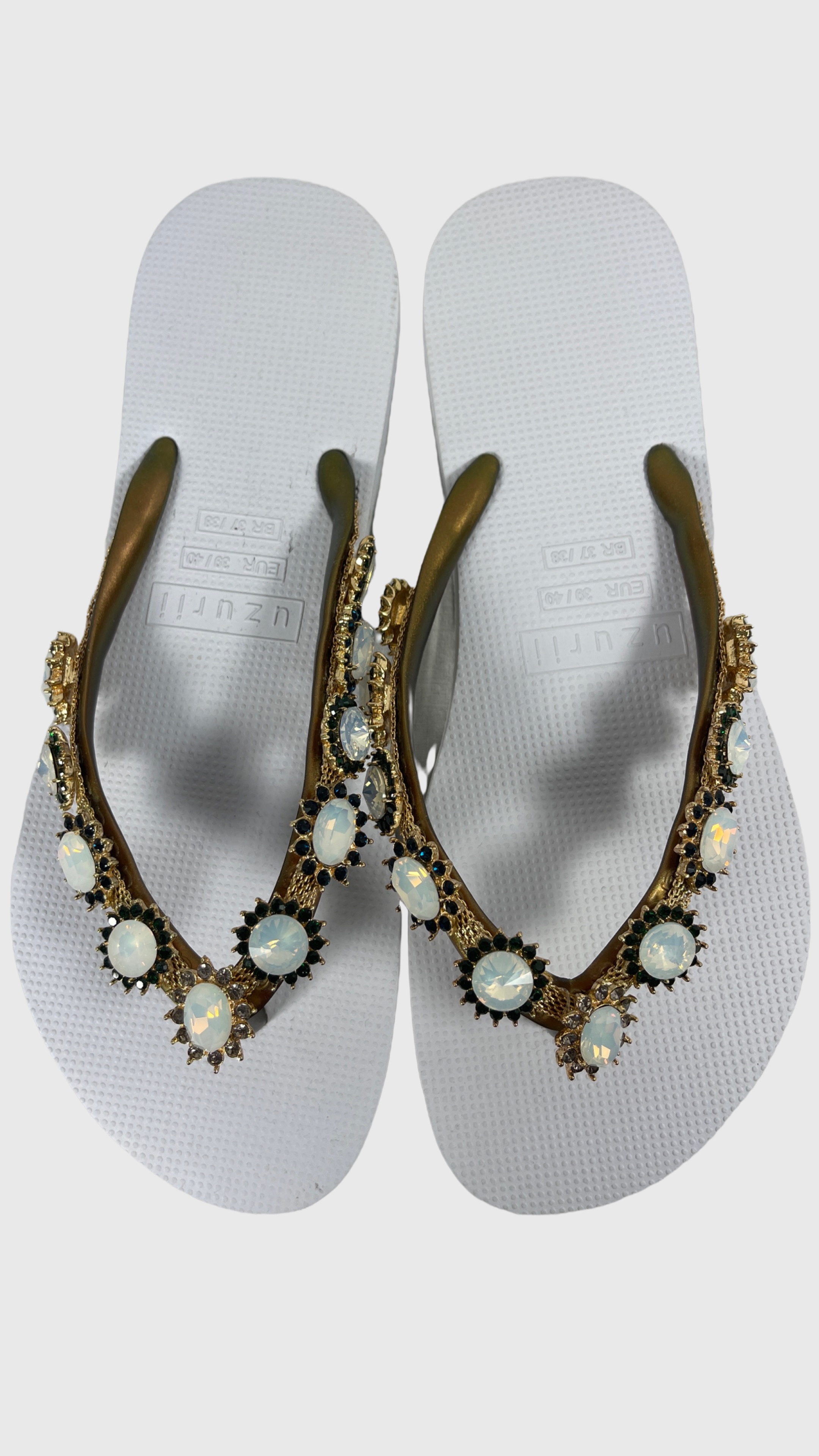 UZURII PEARL MONROE DAMEN FLIP FLOPS BADE ZEHENTRENNER STRASSSTEINE WHITE