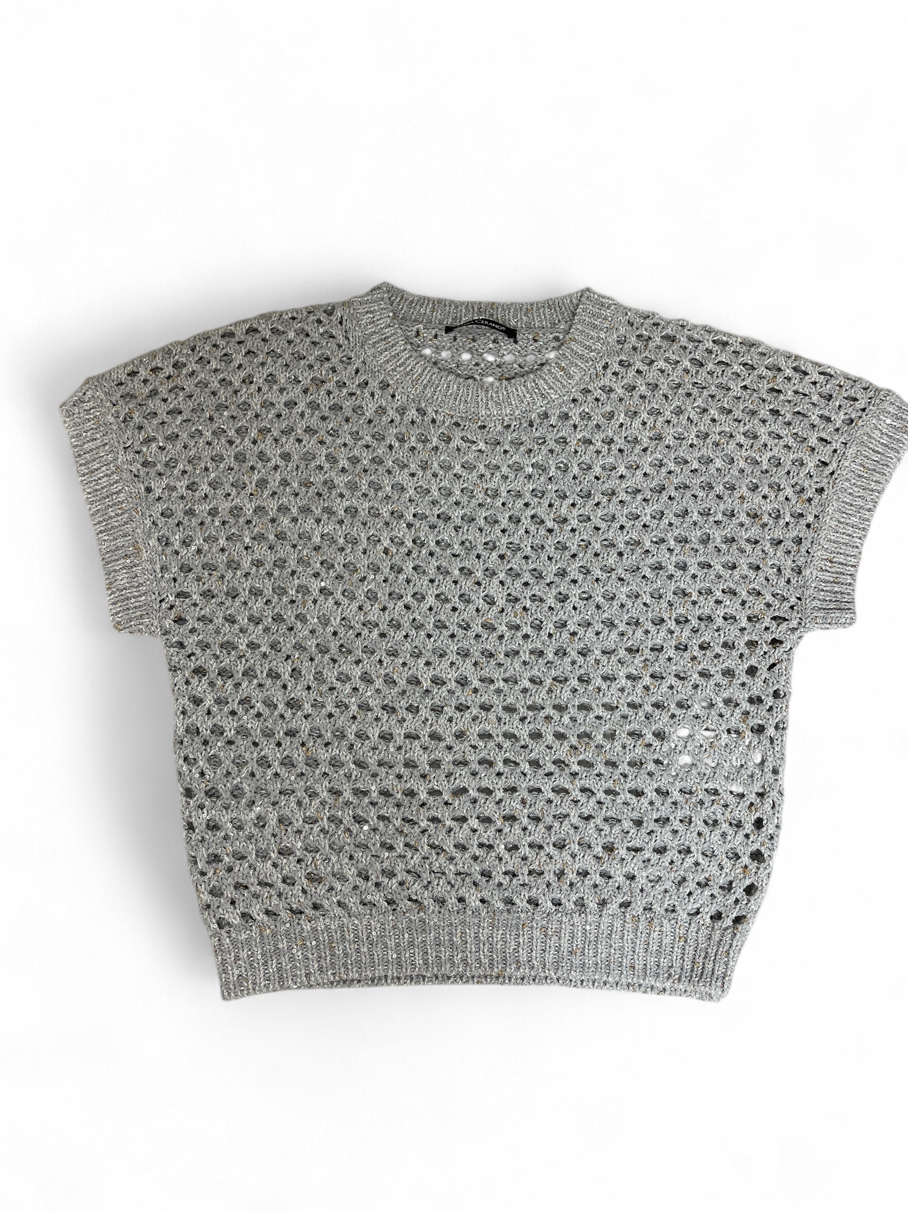 LUISA CERANO 118636/5344-0 Stricktop aus Fancy-Garn silver grey