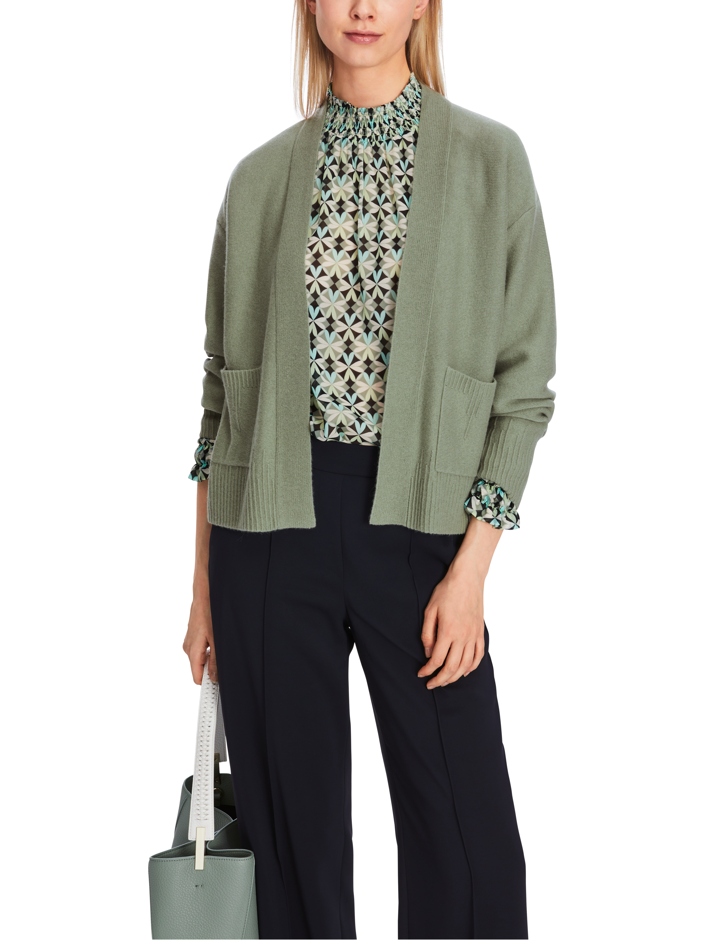 MARC CAIN XC 39.12 M51 Edler Cardigan Rethink Together Kaschmir-Mix Frozen Sage Grün