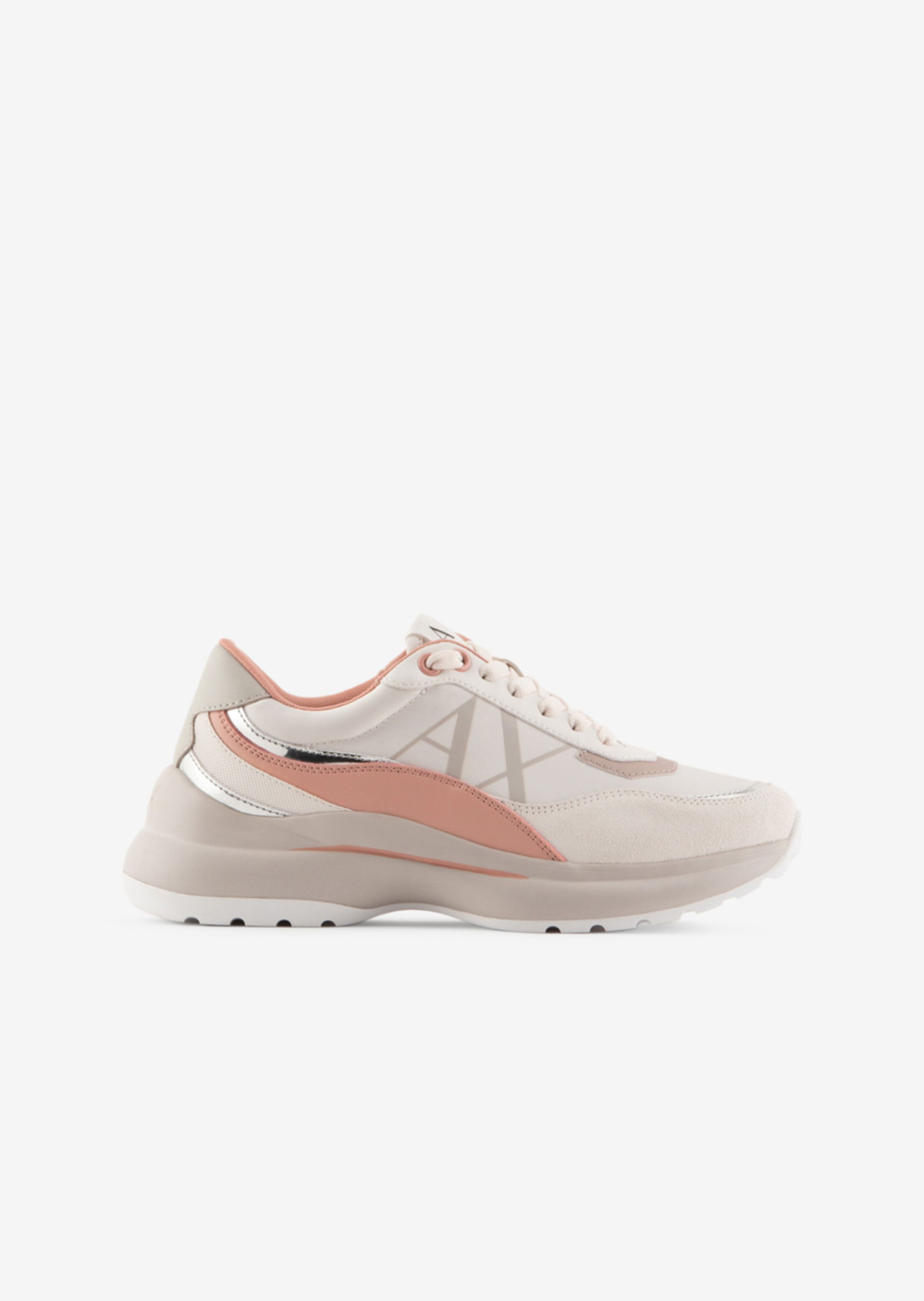 ARMANI XDX100 XV577 Damen Sneaker Weiß/Rosa/Silber S030