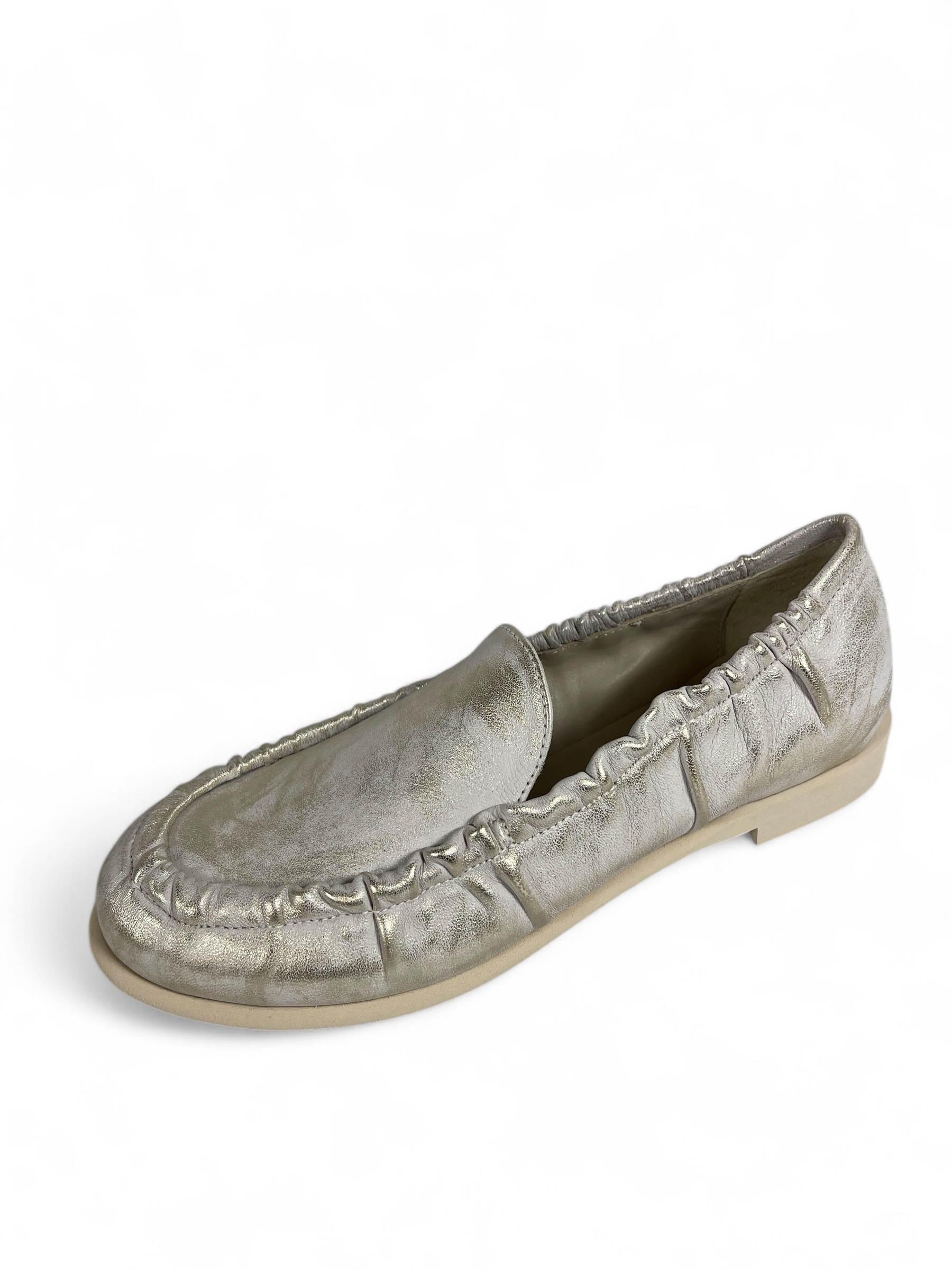 PATRIZIA BONFANTI DOVER - MILLY SATA GOMM BRUSHED DAMEN MOKASSINS SLIPPER SILBER