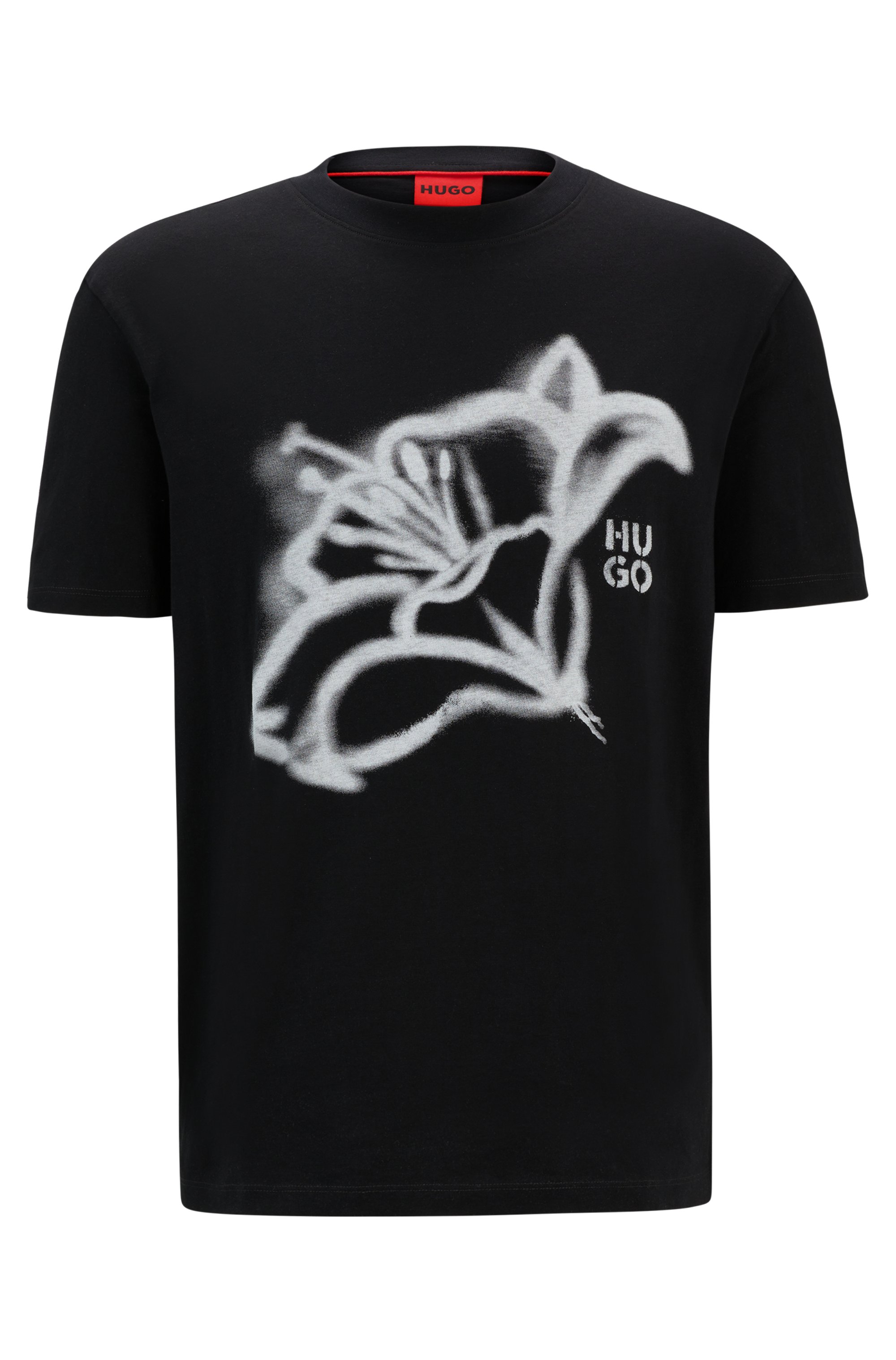 HUGO  50516711 Dablumo  T-Shirt mit einem floralen Artwork im Graffiti-Stil black