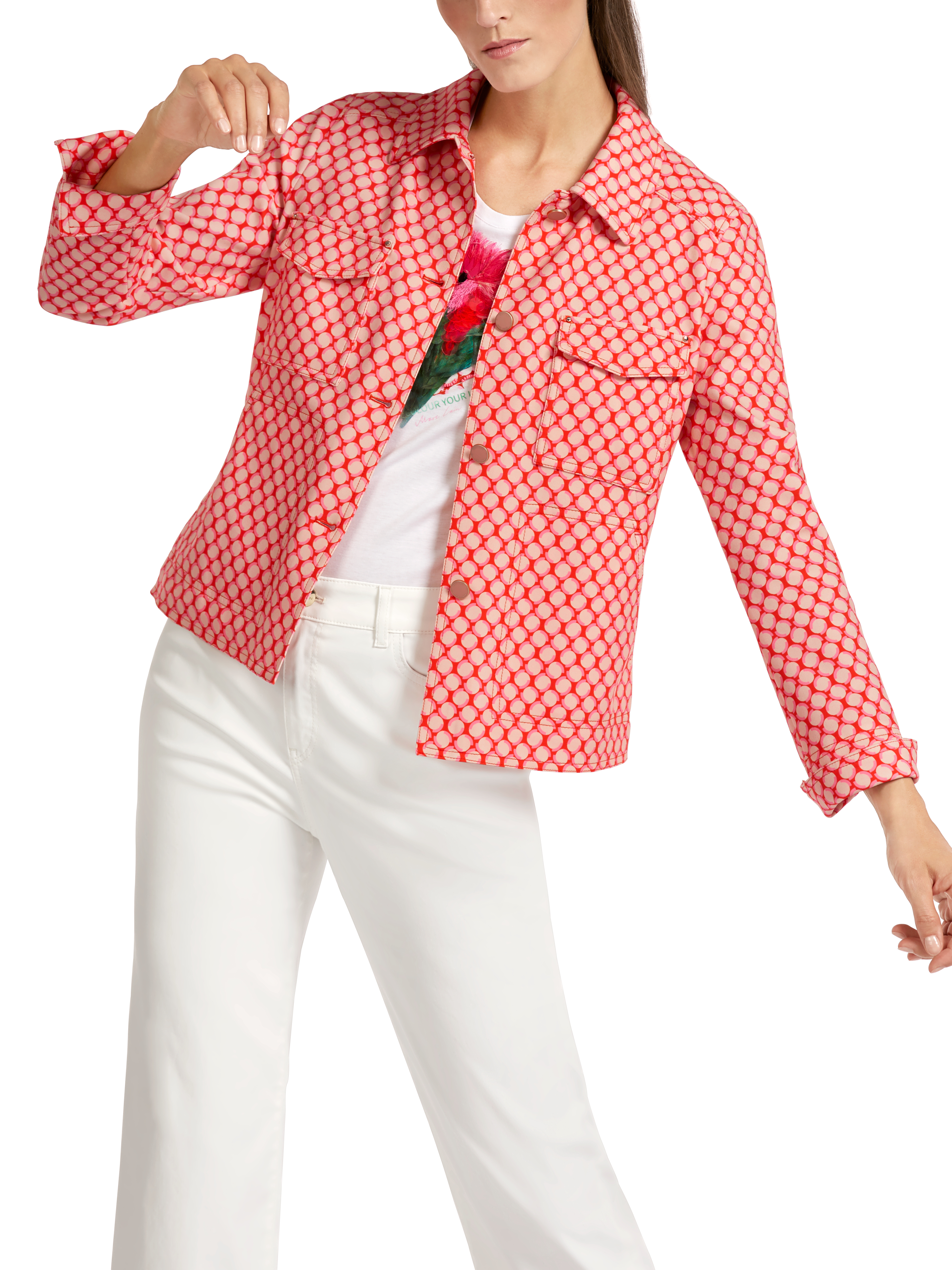 MARC CAIN UC 31.12 J18 Jacke im Punkte-Dessin tangerine