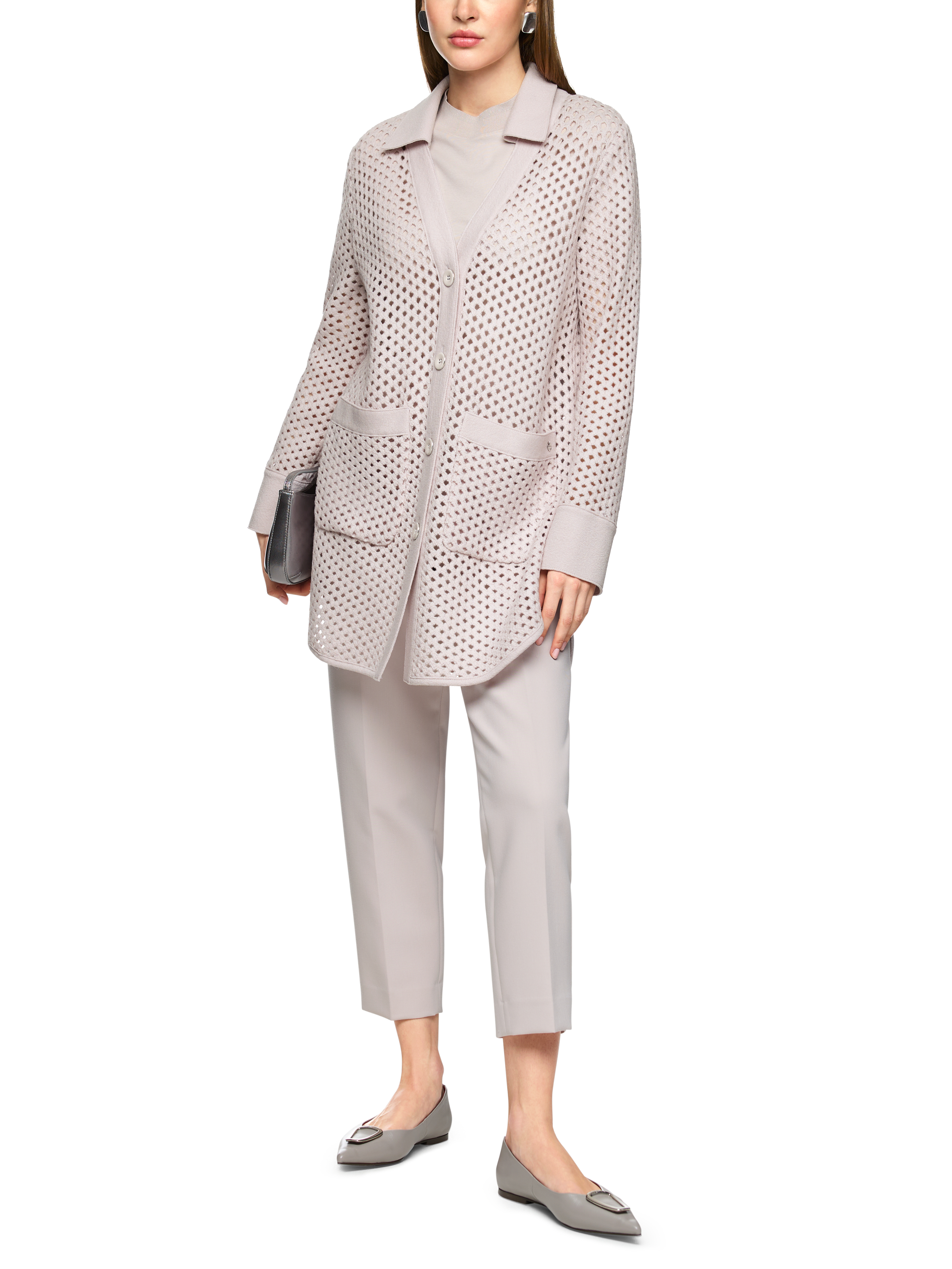 MARC CAIN  ZC 39.03 M17 Gitteroptik-Cardigan Knitted in Germany