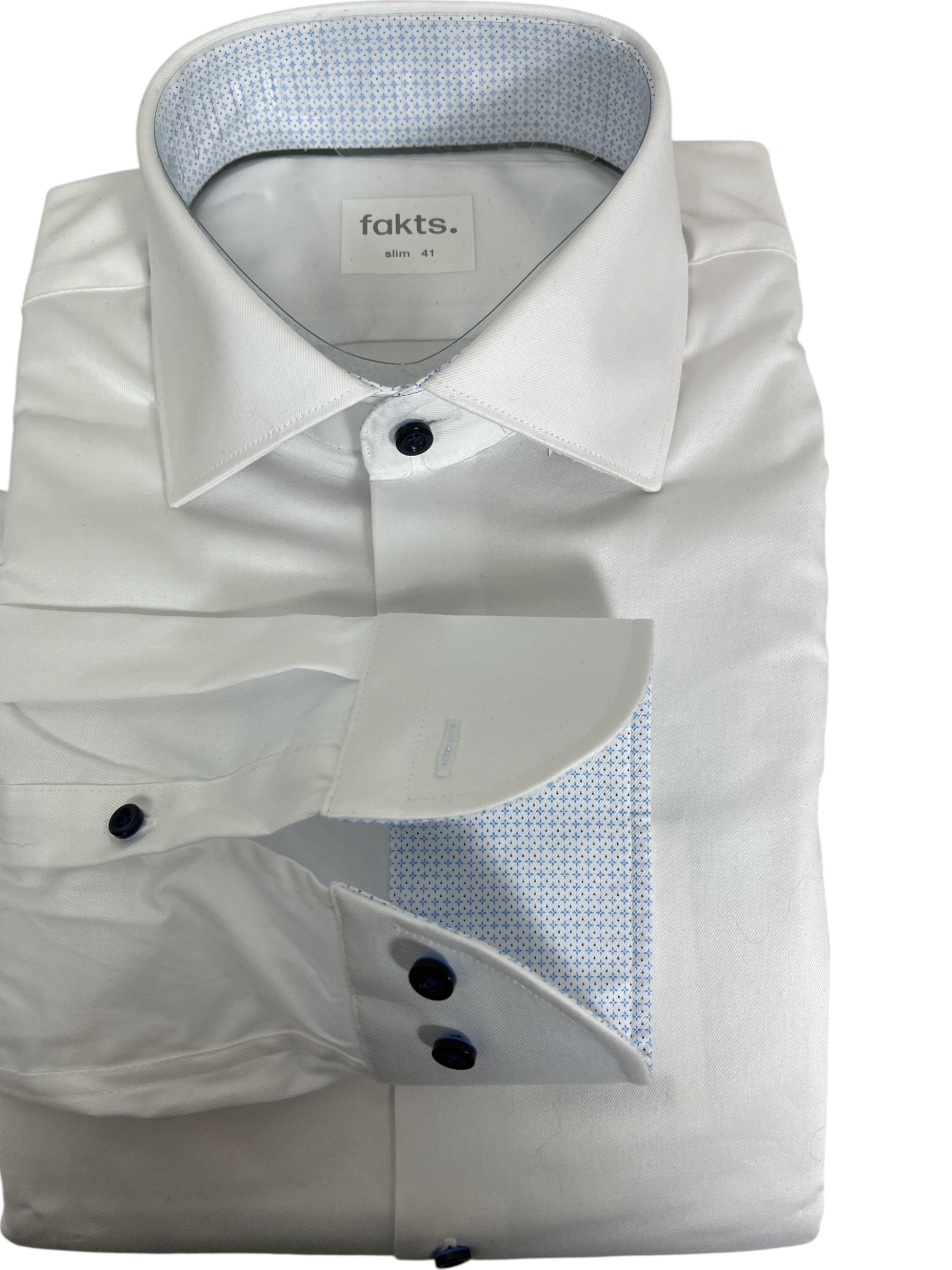 fakts 9045 Shirt Slim Fit Busy Herren Hemd white uni