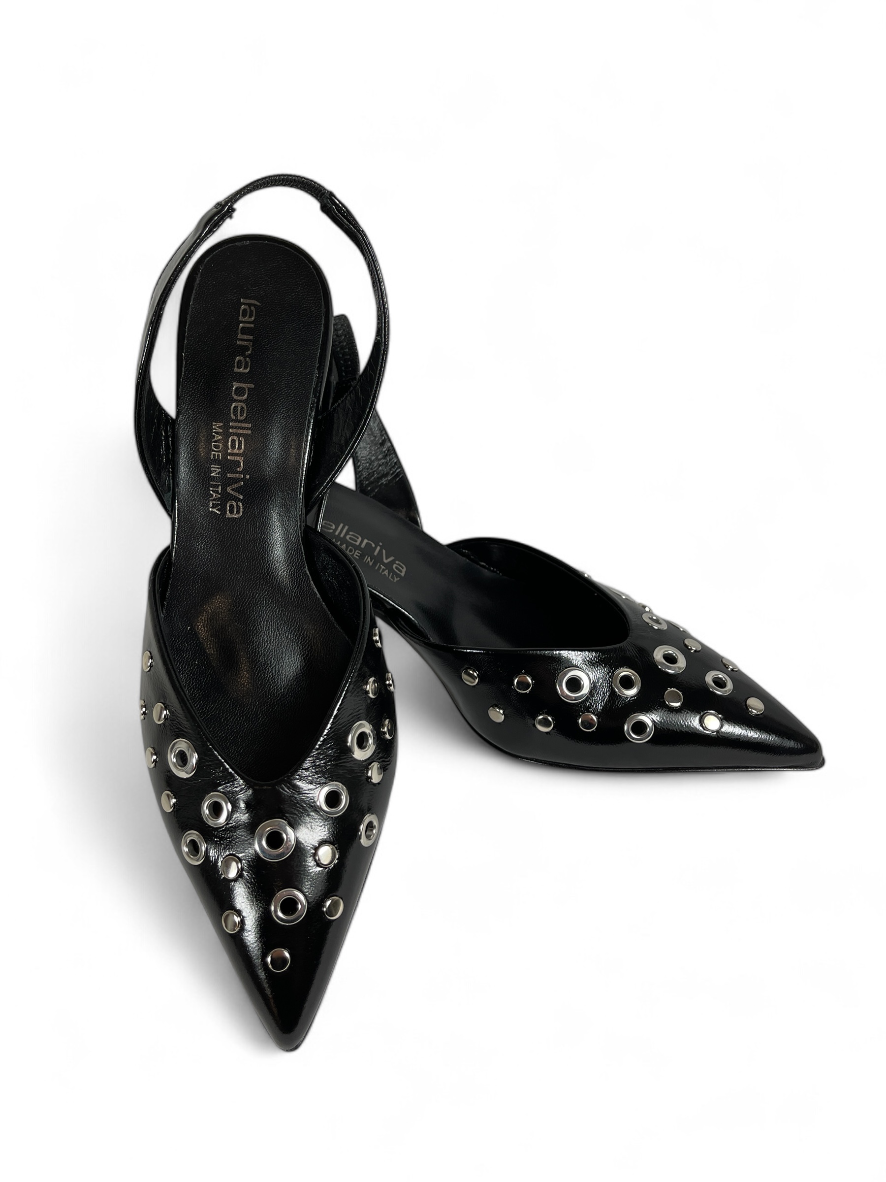 Laura Bellariva - 8973R HARRODS Damen Slingpumps mit Ösen Leder Schwarz